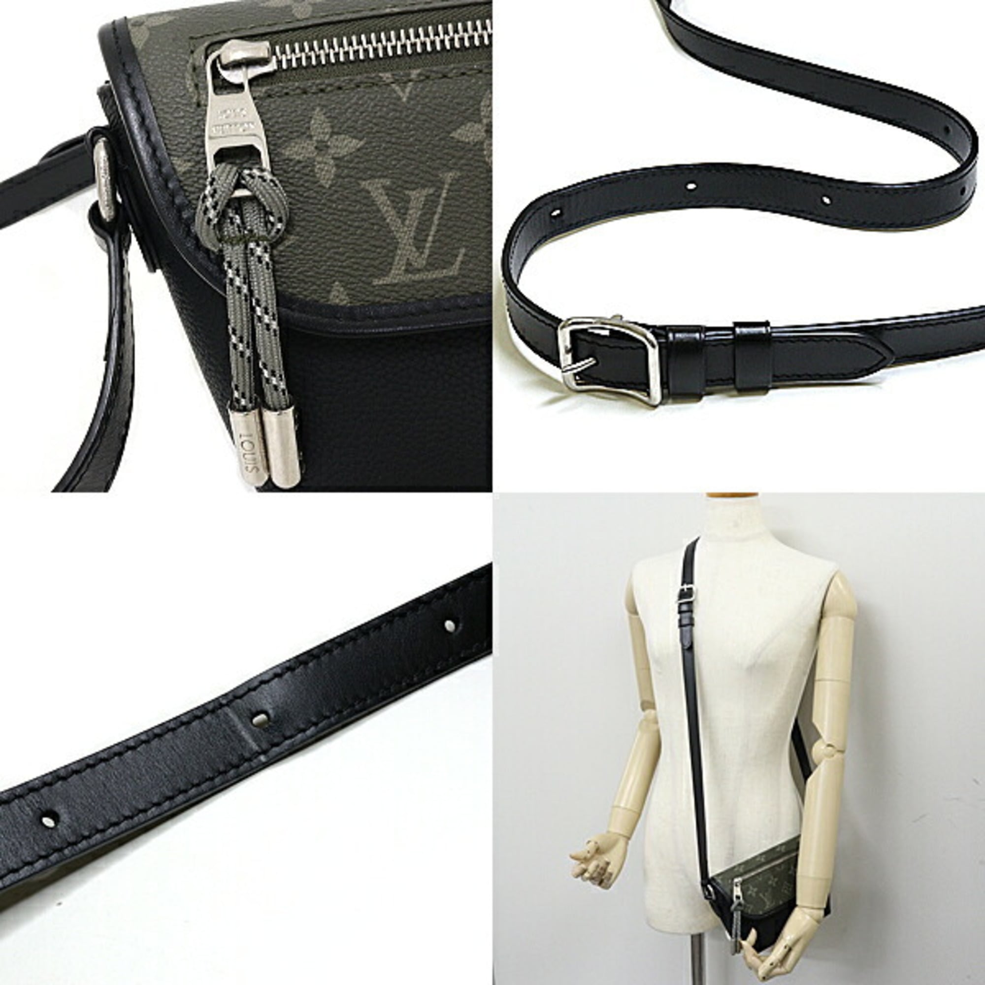 Louis Vuitton Black Khaki Monogram Leather Shoulder Bag (Pre-Owned)