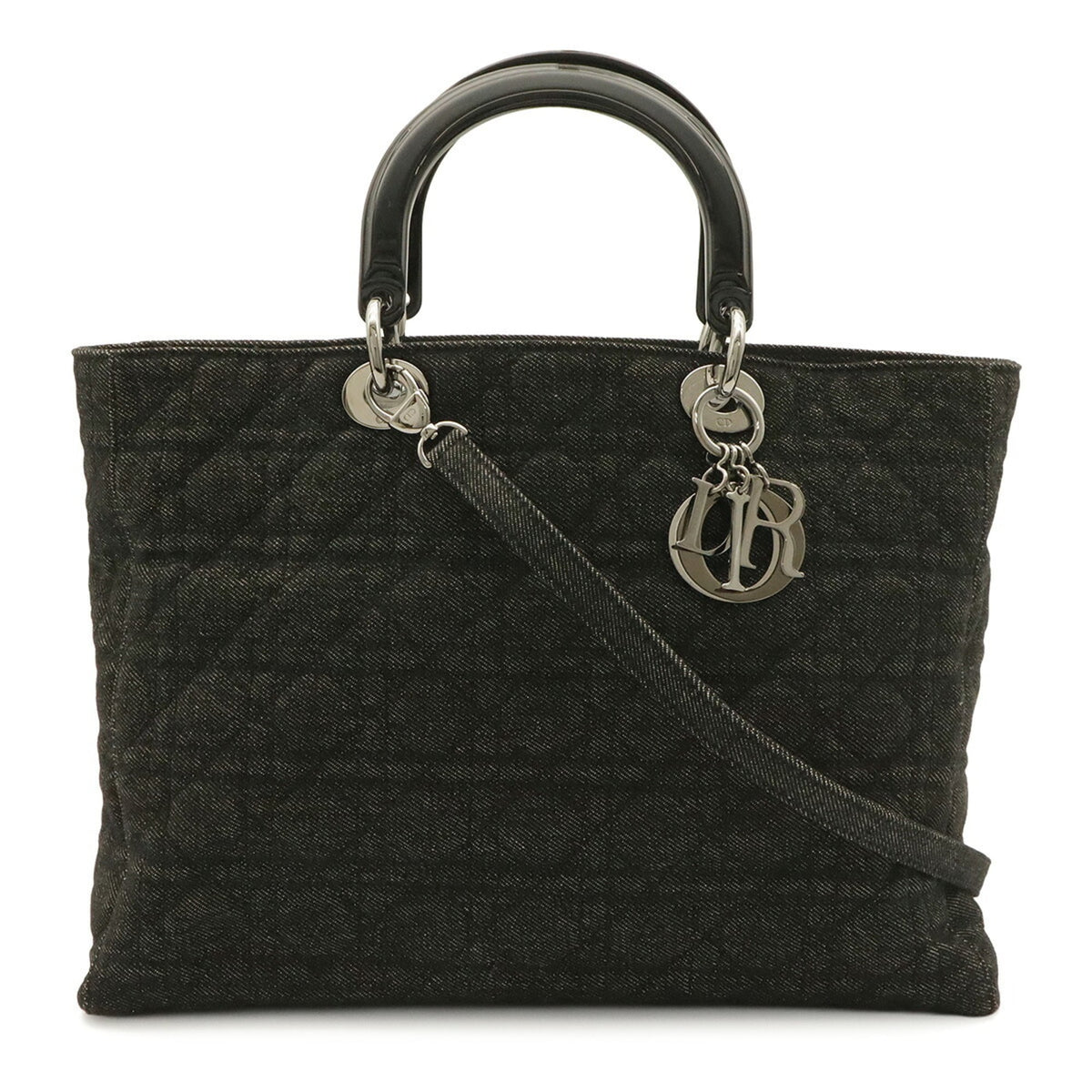 Christian Dior Black Denim Plastic Shoulder Bag Tote Bag (Pre-Owned)