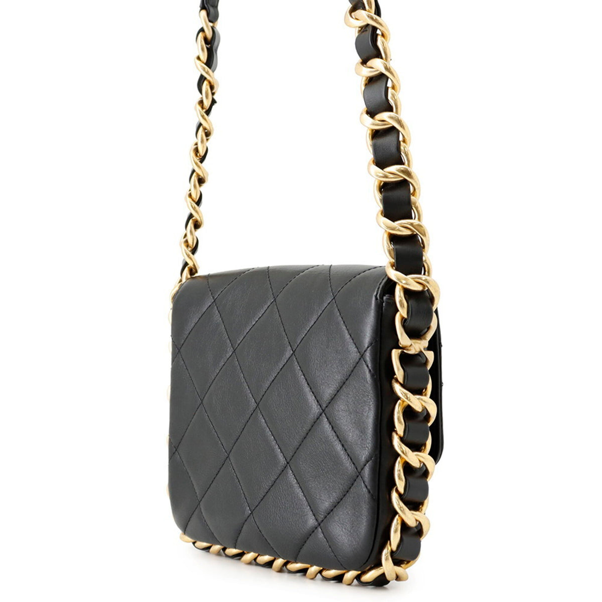 Chanel Matelasse Black Leather Handbag Shoulder Bag (Pre-Owned)