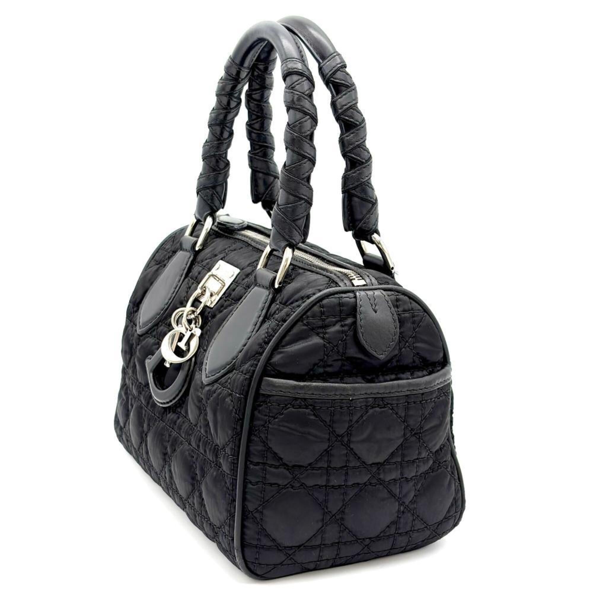 Christian Dior Lovely Black Nylon Leather Handbag (Pre-Owned)