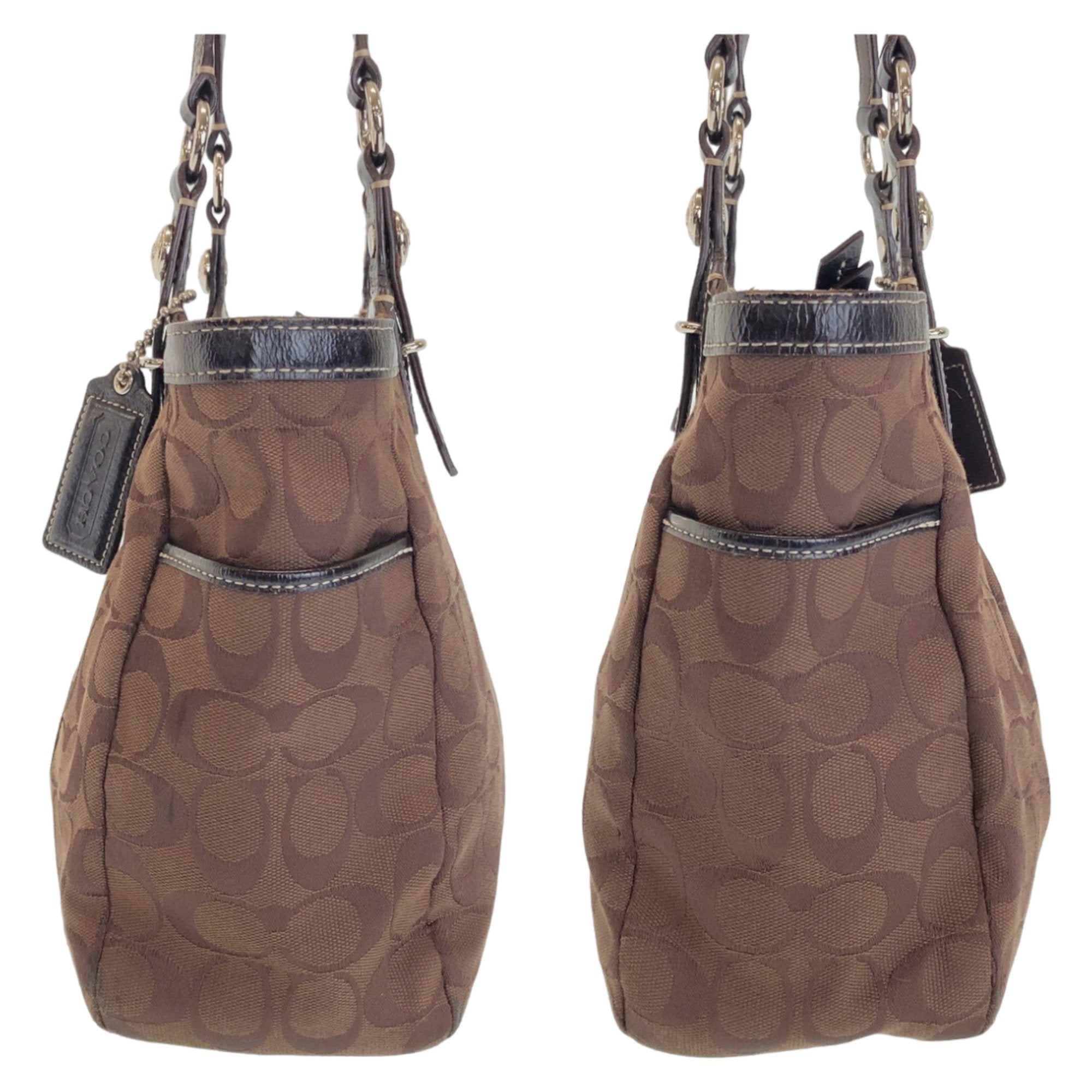 Coach Brown Canvas Shoulder Bag Tote Bag (Pre-Owned)