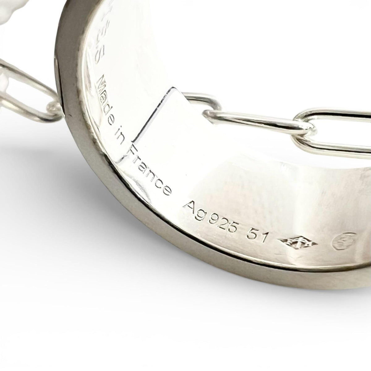 Hermes Silver Silver 925 Band Ring (Pre-Owned)