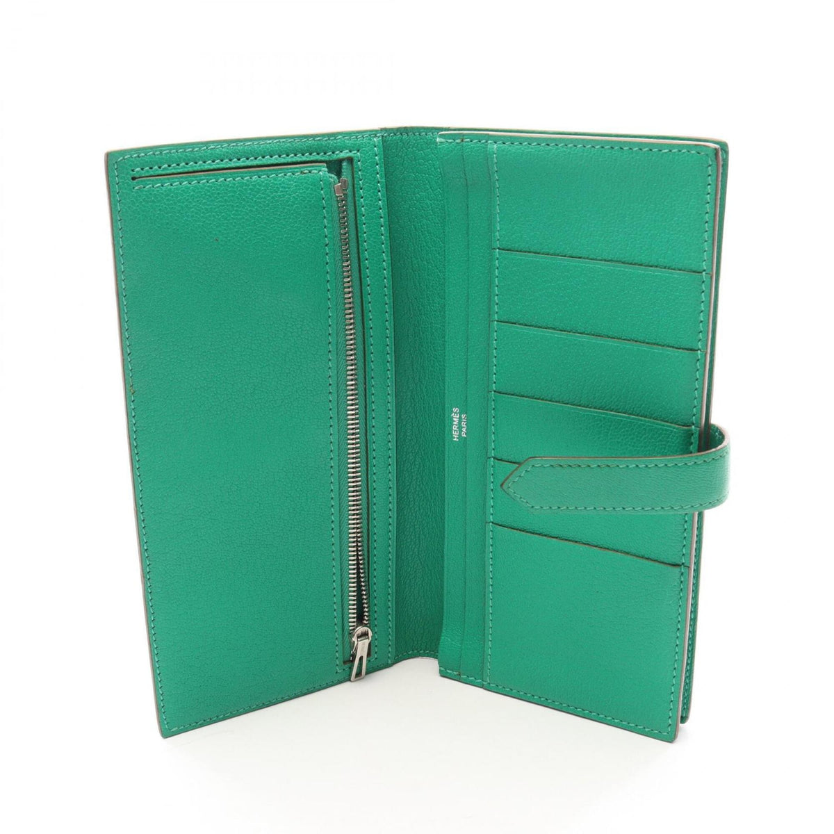 Hermes Green Mint Green Chevre Leather Leather Long Wallet (Bi-Fold) (Pre-Owned)