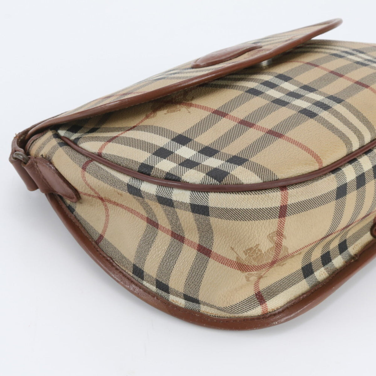 Burberry Beige Leather Coated Canvas Crossbody Bag Shoulder Bag (Pre-Owned)