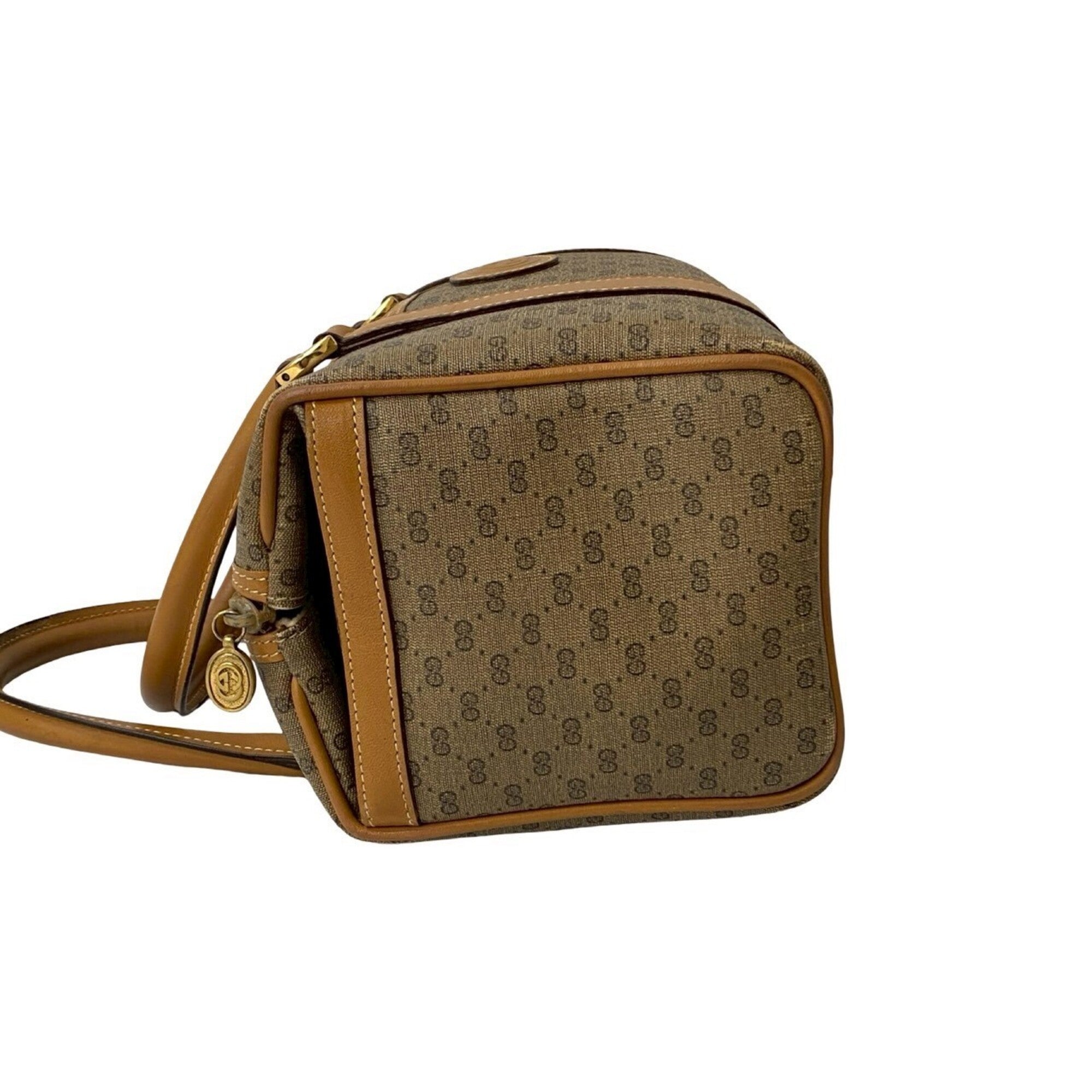 Gucci Brown Leather Pvc Boston Bag Handbag (Pre-Owned)