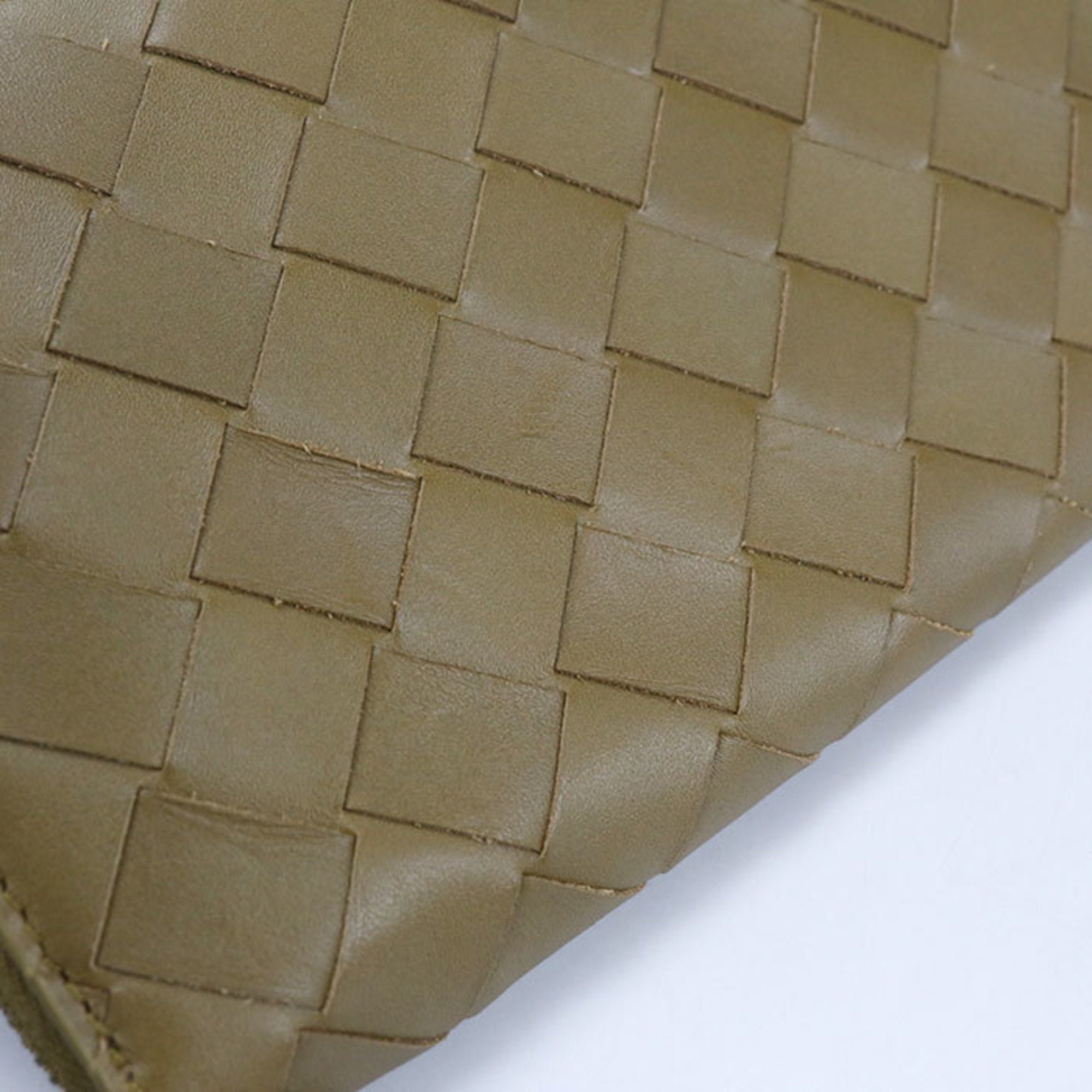 Bottega Veneta Khaki Leather Long Wallet (Bi-Fold) (Pre-Owned)