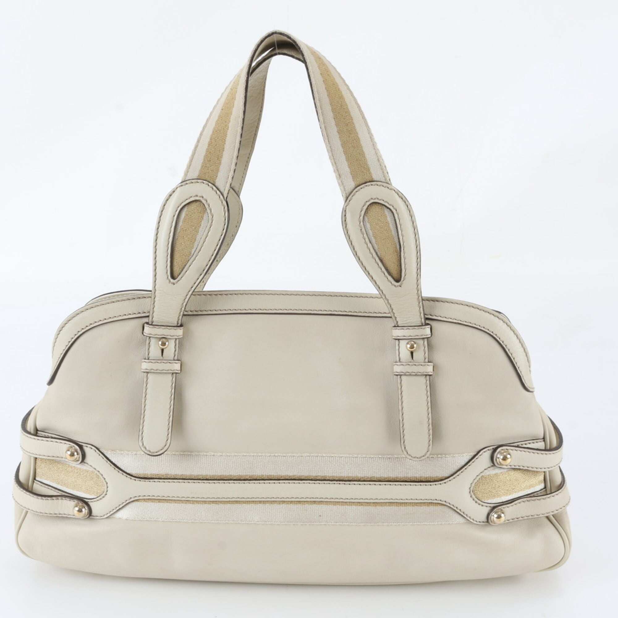 Gucci Ivory Leather Boston Bag Handbag Shoulder Bag Tote Bag (Pre-Owned)