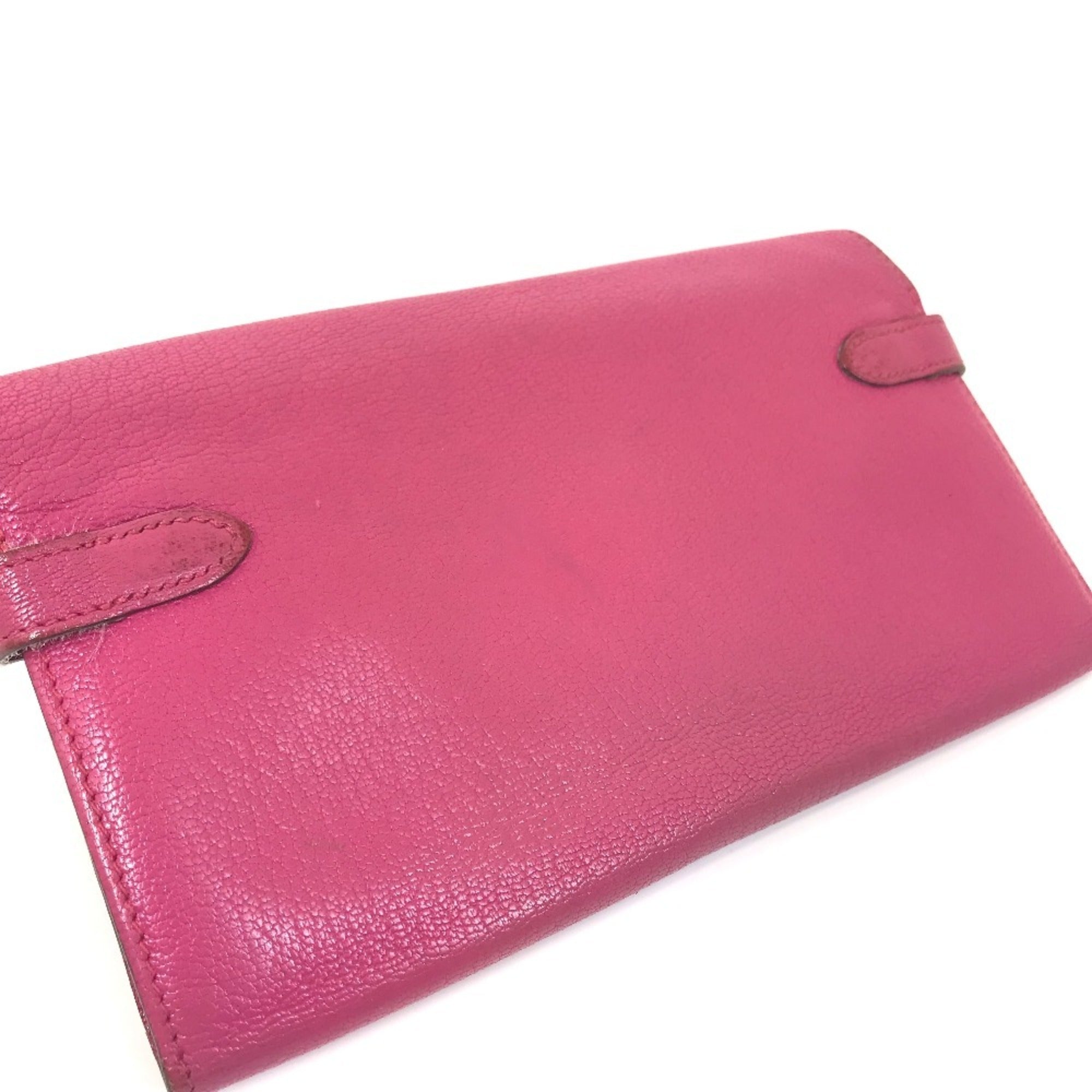 Hermes Pink Chevre Leather Long Wallet (Bi-Fold) (Pre-Owned)