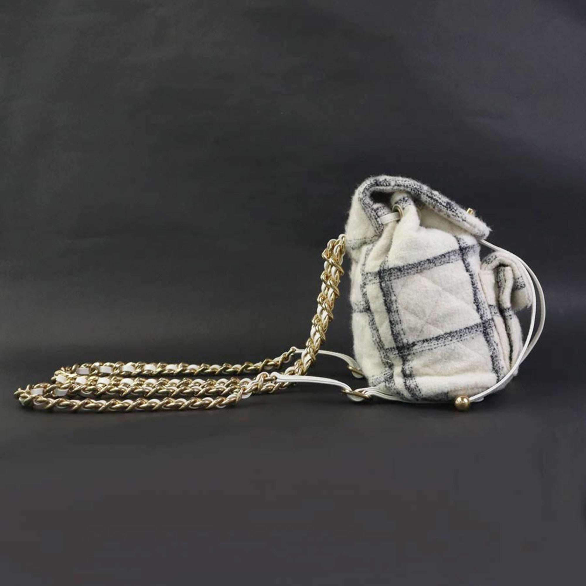 Chanel Black White Tweed Backpack (Pre-Owned)