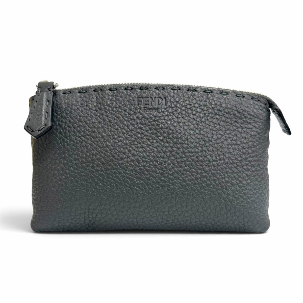 Fendi Dark Gray Leather Pouch (Pre-Owned)