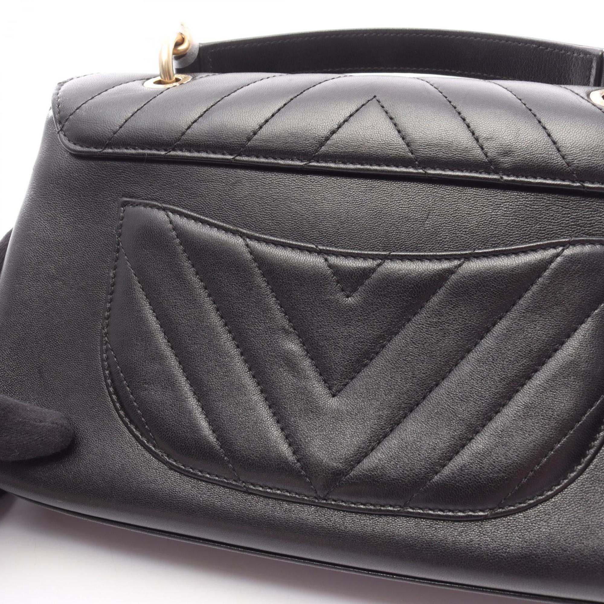 Chanel Black Leather Handbag Shoulder Bag (Pre-Owned)