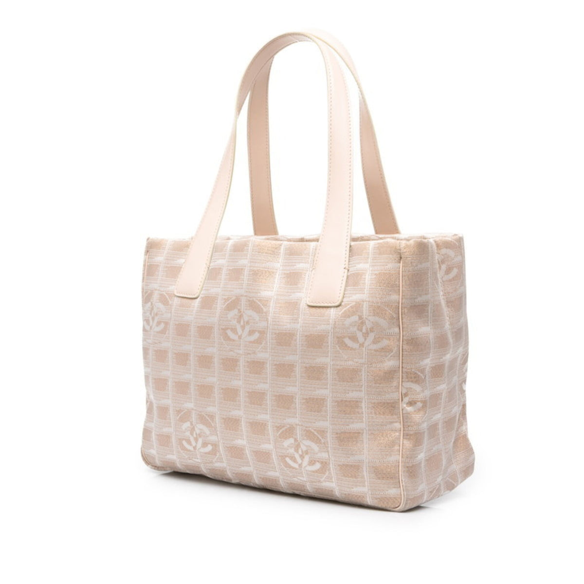 Chanel Pink Nylon Leather Shoulder Bag Tote Bag (Pre-Owned)