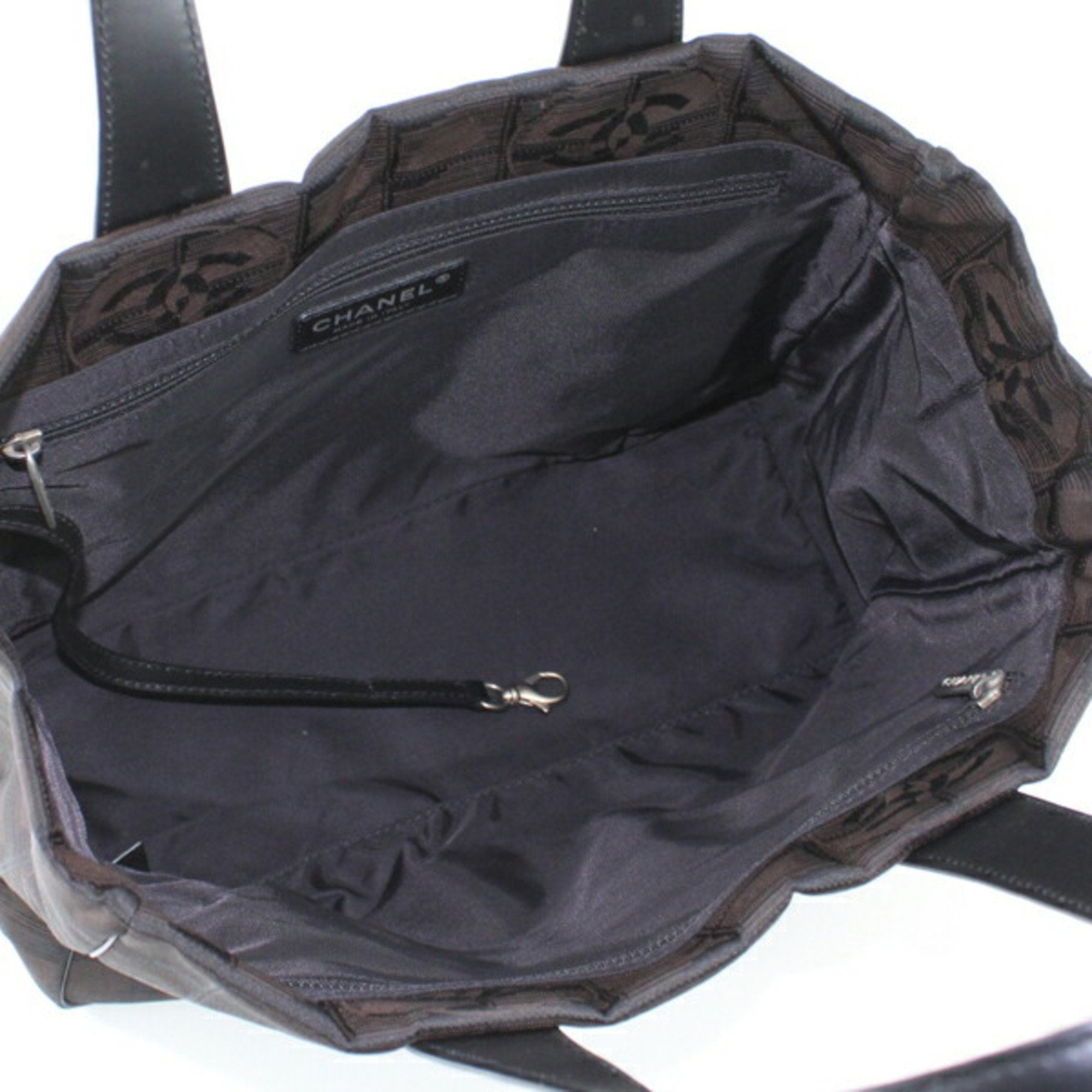 Chanel Brown Dark Brown New Travel Line Leather Handbag Tote Bag (Pre-Owned)