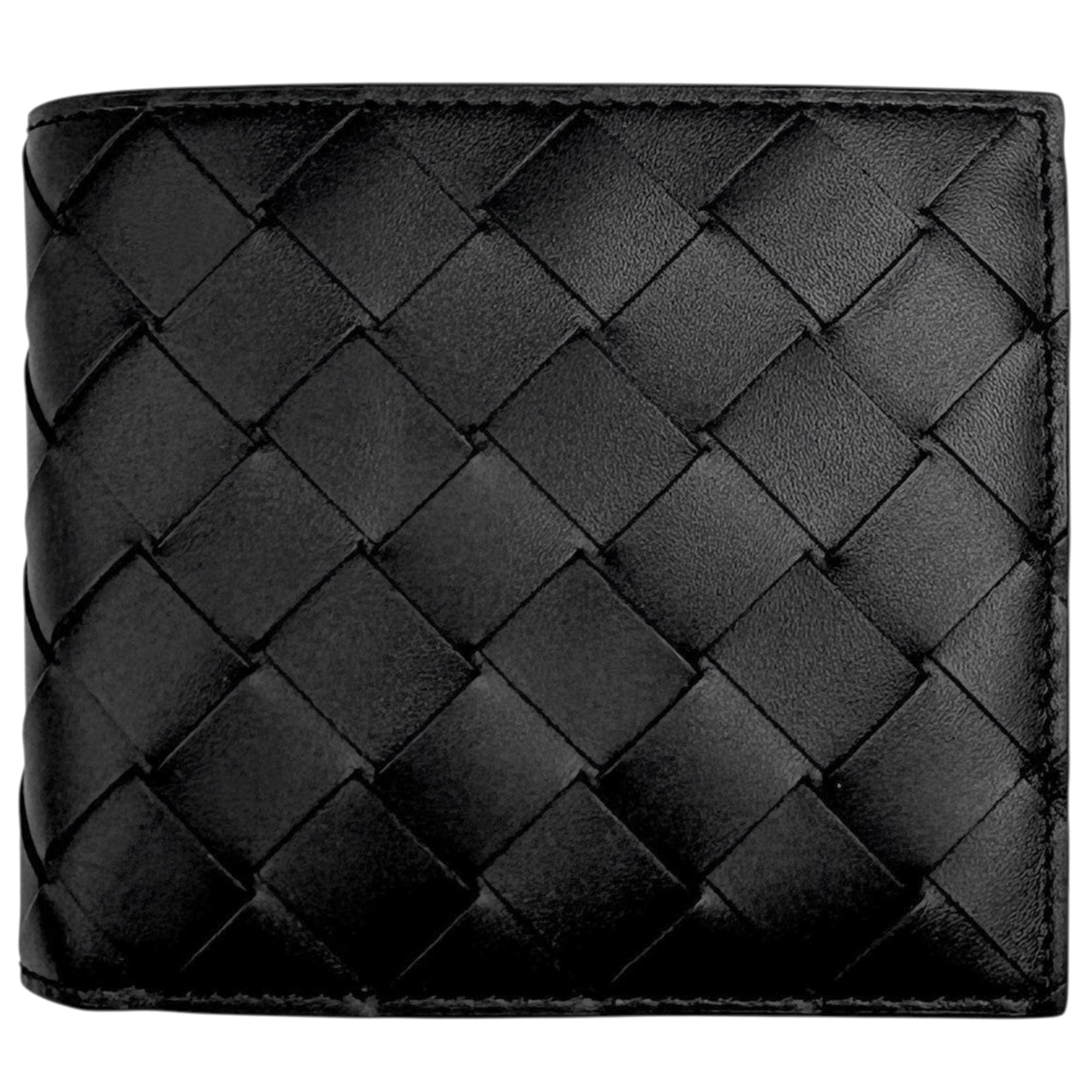 Bottega Veneta Intrecciato Black Leather Wallet (Bi-Fold) (Pre-Owned)