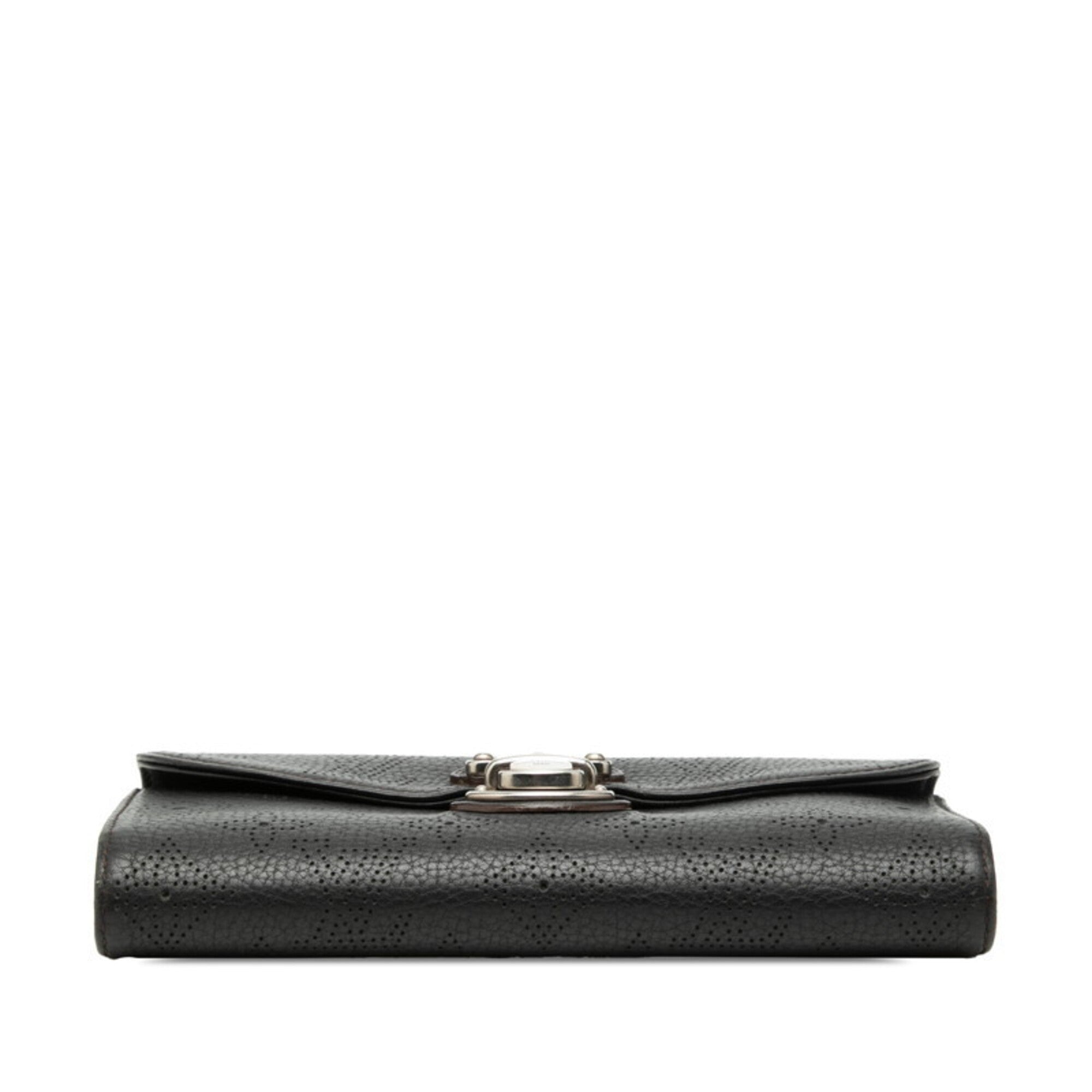 Louis Vuitton Mahina Black Leather Long Wallet (Bi-Fold) (Pre-Owned)