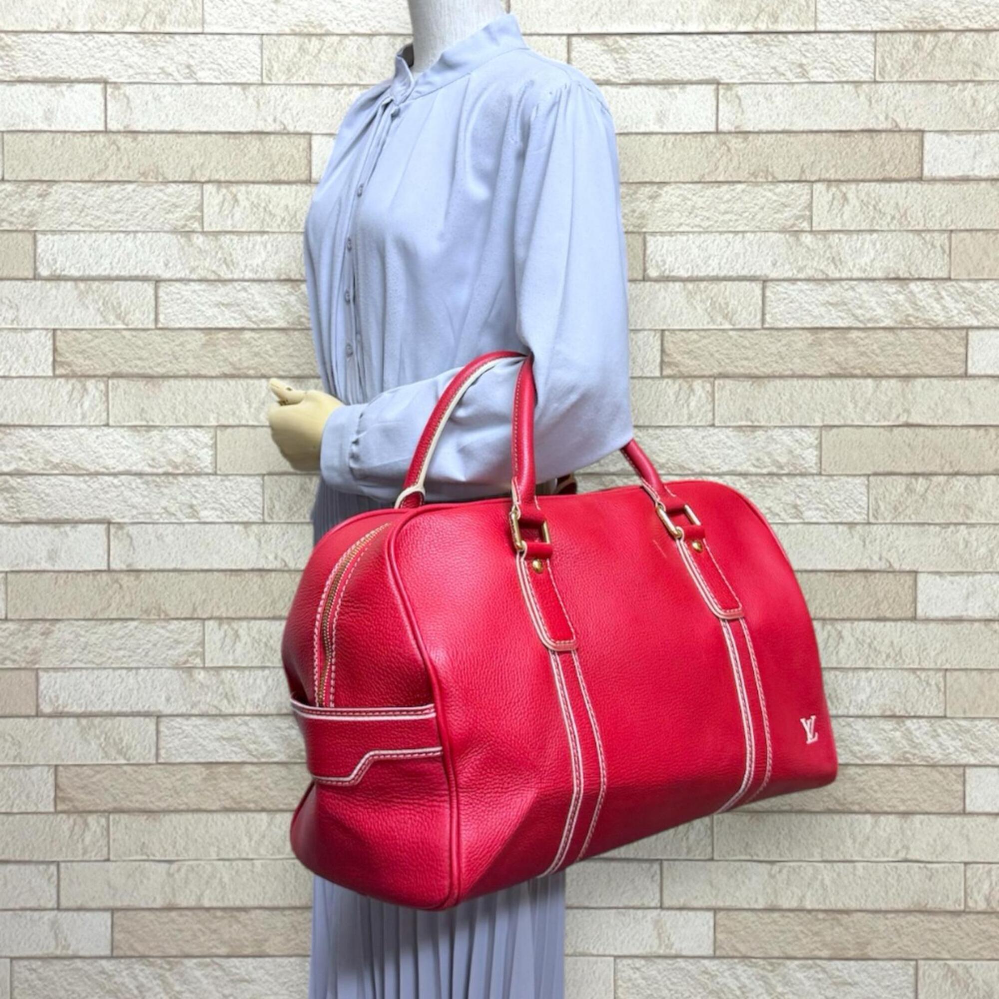 Louis Vuitton Red Color Leather Boston Bag (Pre-Owned)