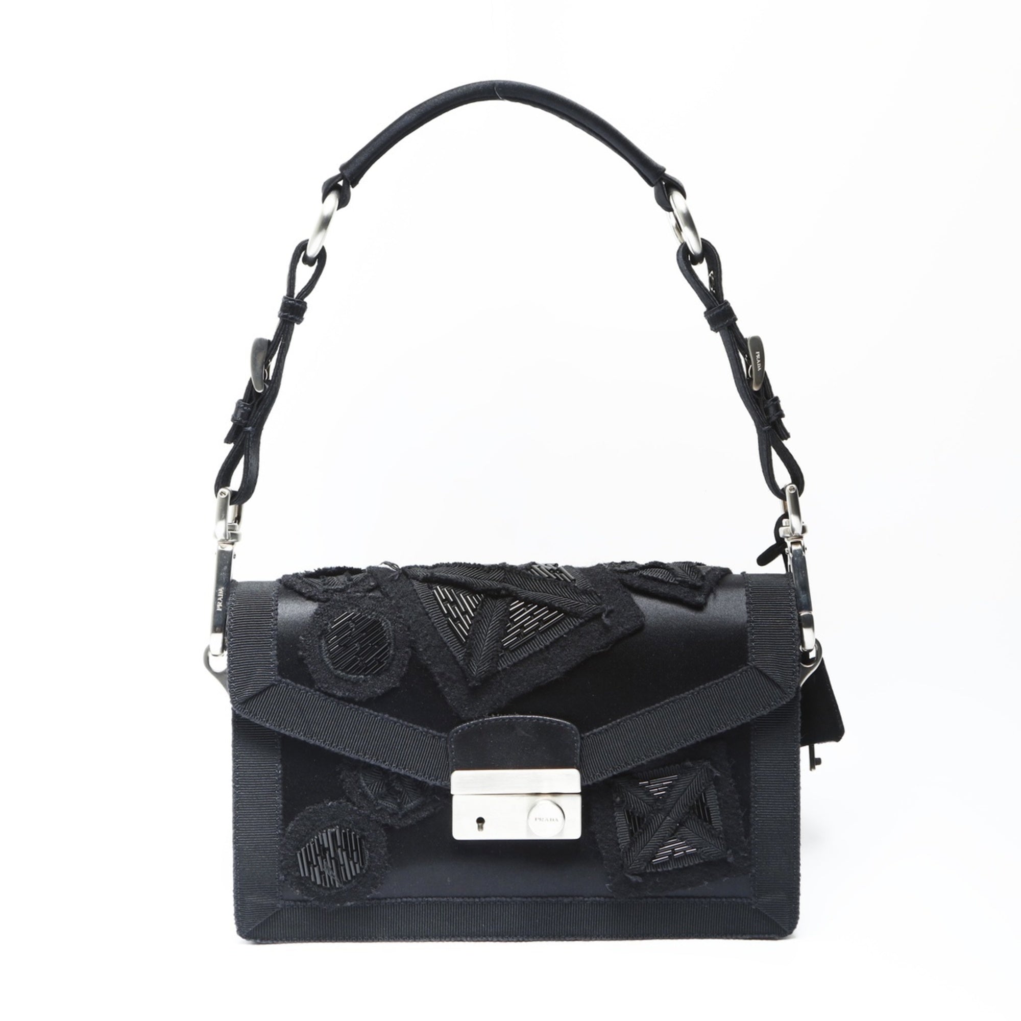Prada Black Satin Beads Shoulder Bag (Pre-Owned)