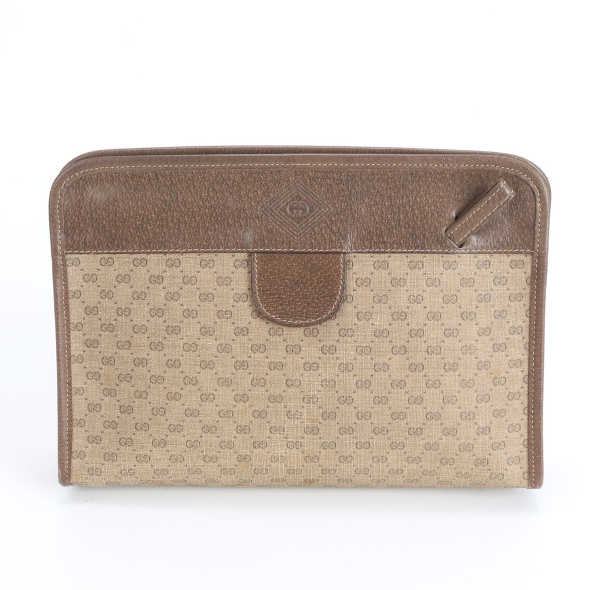 Gucci Brown Micro Gg Leather Coated Canvas Leather Pouch (Pre-Owned)
