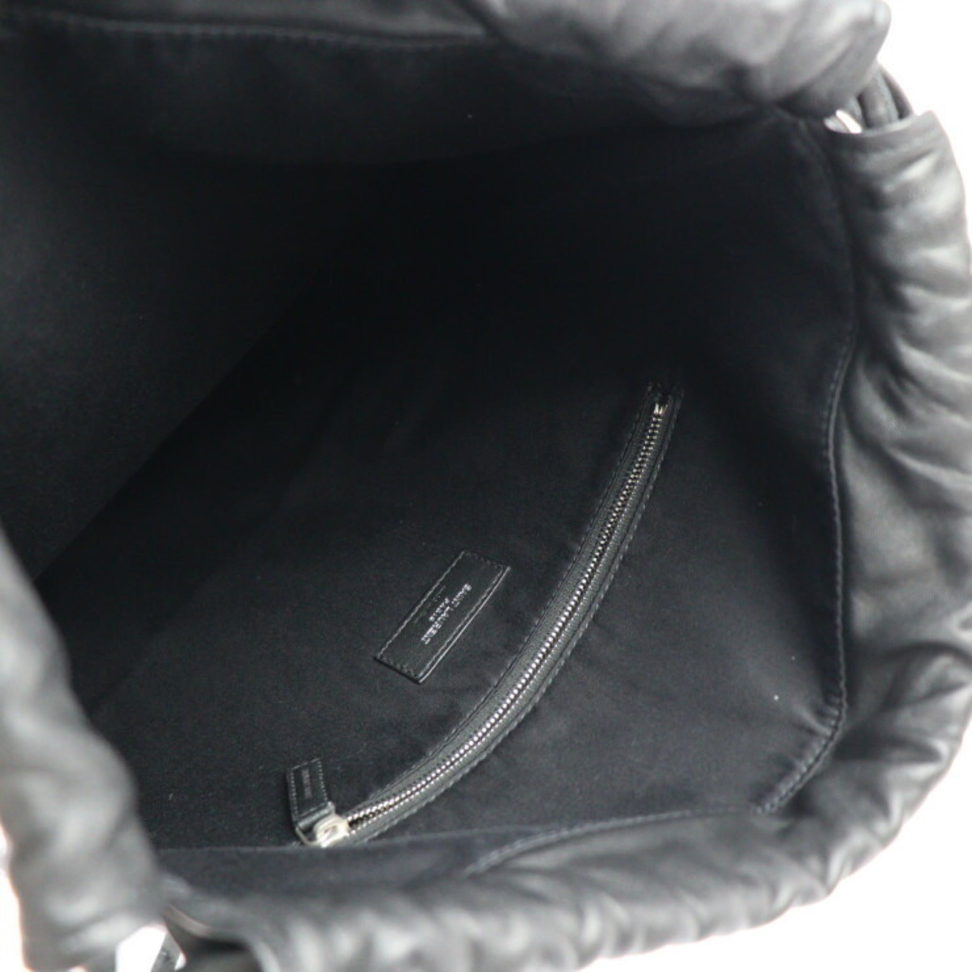 Yves Saint Laurent Black Canvas Leather Backpack Handbag (Pre-Owned)