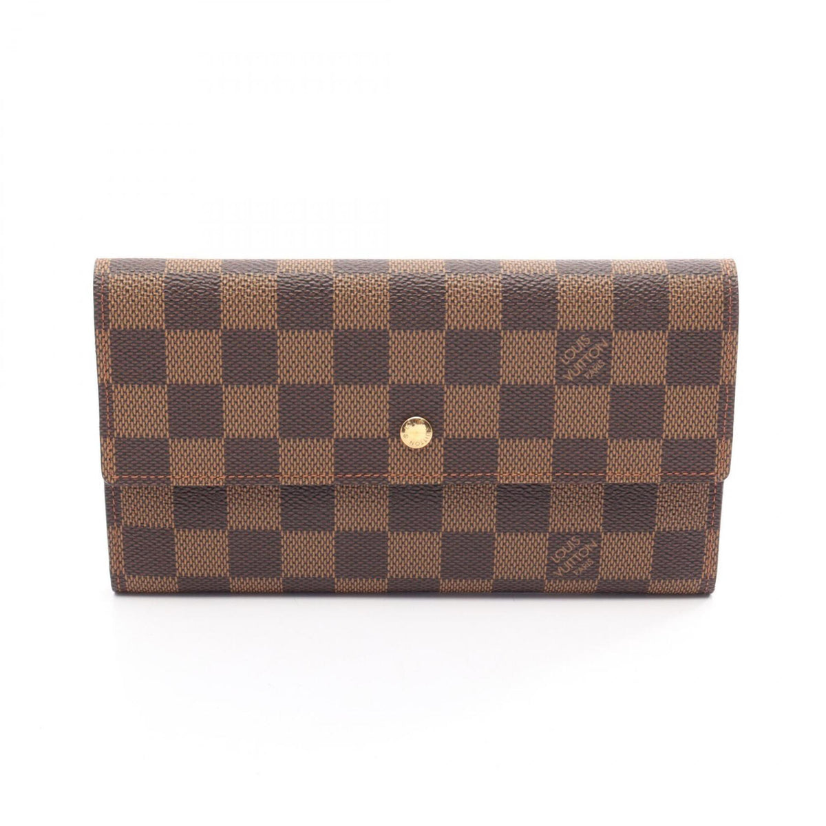 Louis Vuitton Brown Leather Pvc Long Wallet (Tri-Fold) (Pre-Owned)