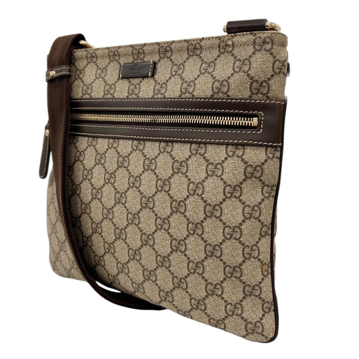 Gucci Brown Gg Supreme Canvas Crossbody Bag Messenger Bag (Pre-Owned)