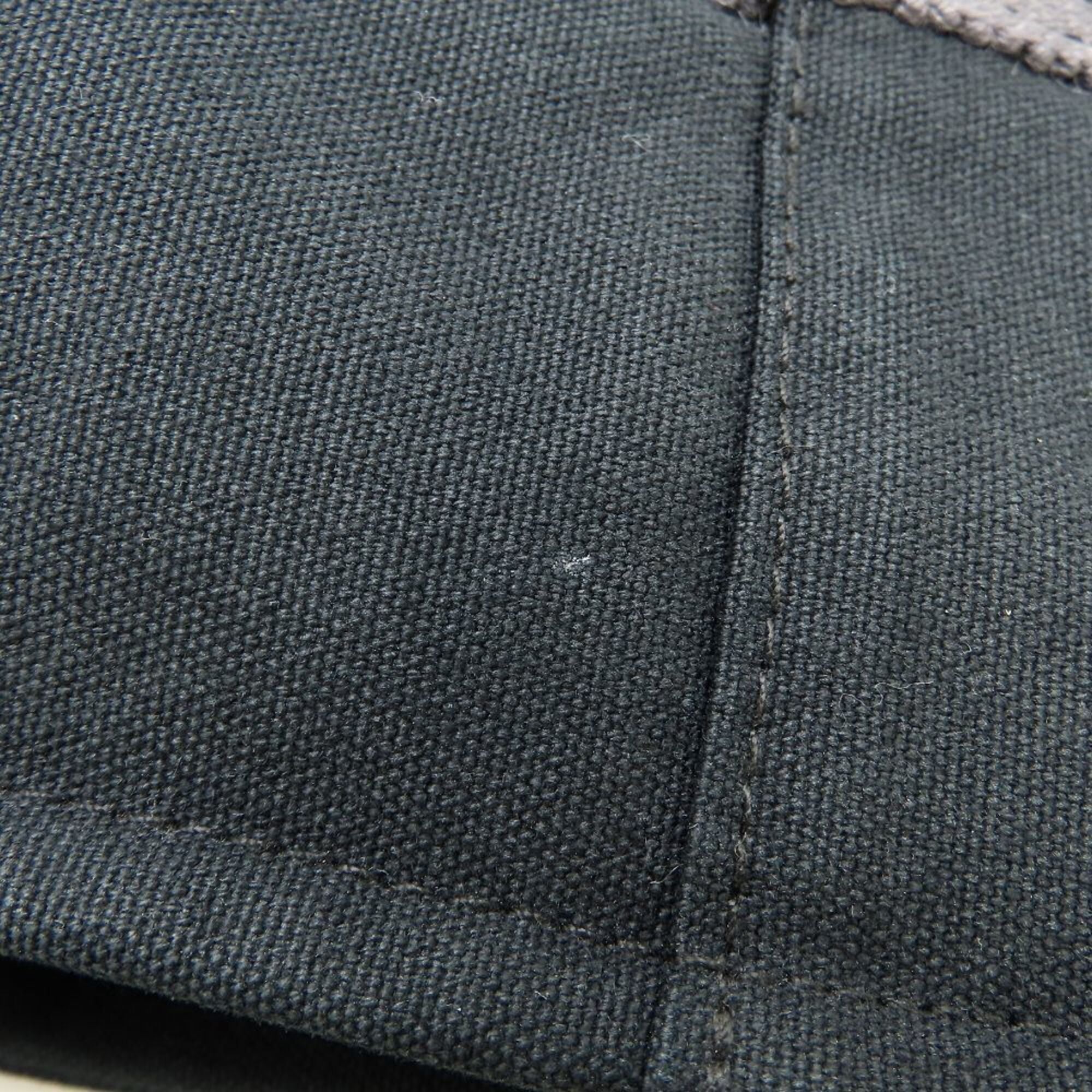 Hermes Black Gray Canvas Handbag (Pre-Owned)