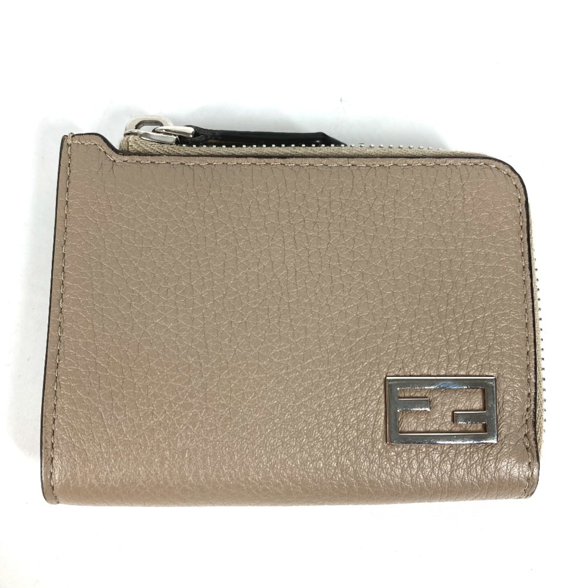 Fendi Beige Leather Coin Purse/Coin Case (Pre-Owned)