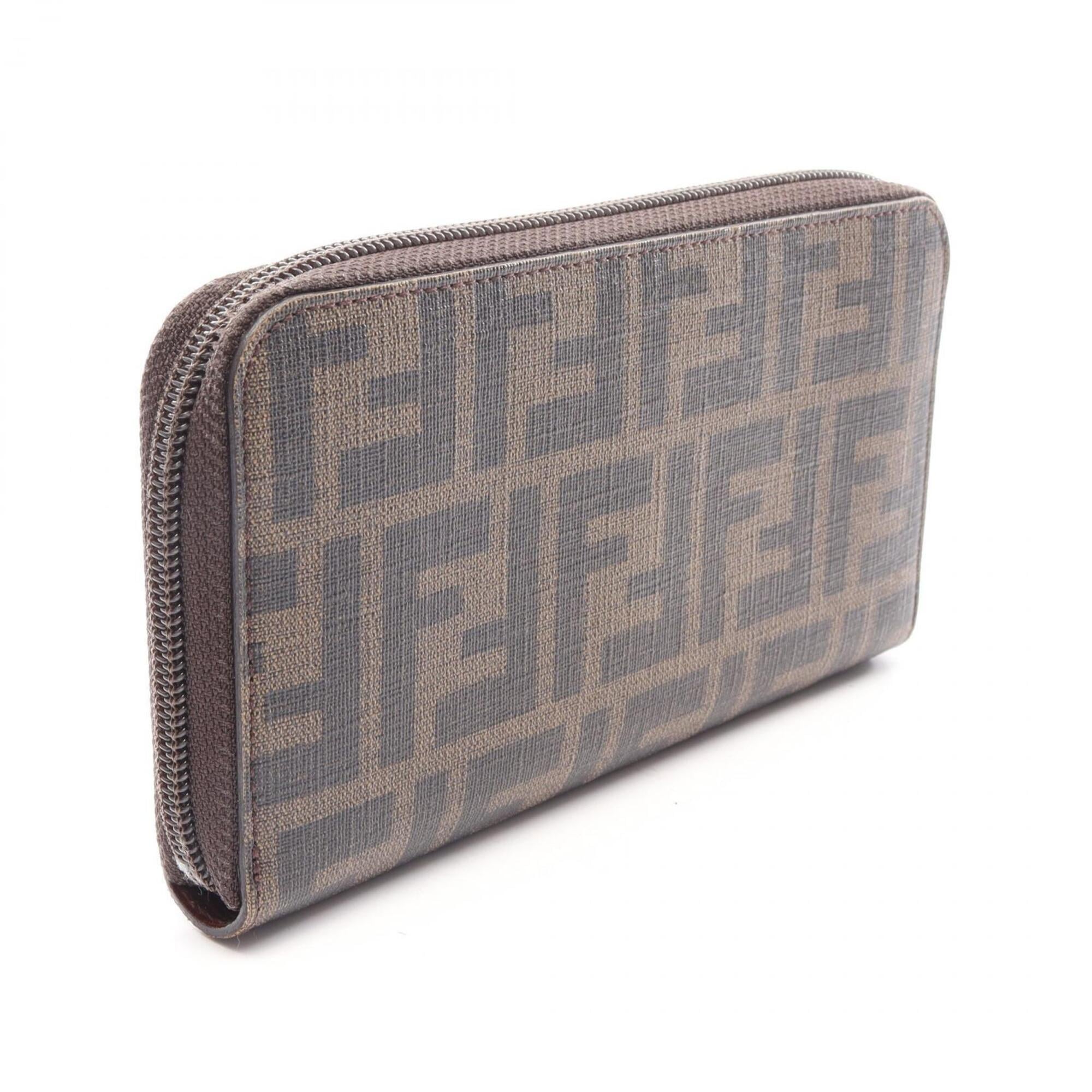 Fendi Black Brown Leather Pvc Long Wallet (Bi-Fold) (Pre-Owned)