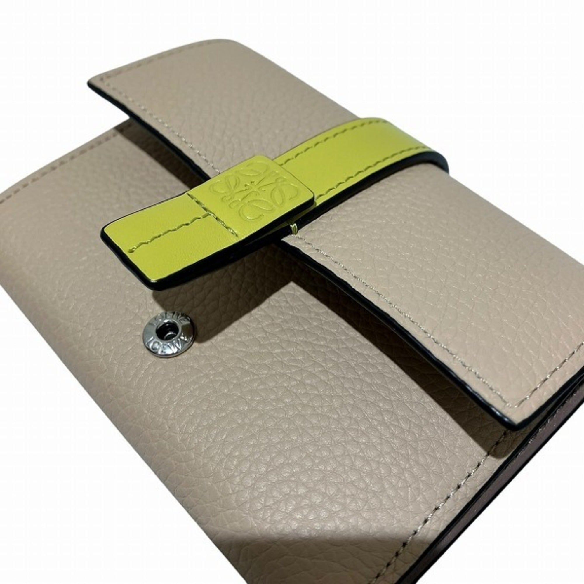 Loewe Beige Lime Yellow Leather Wallet (Tri-Fold) (Pre-Owned)