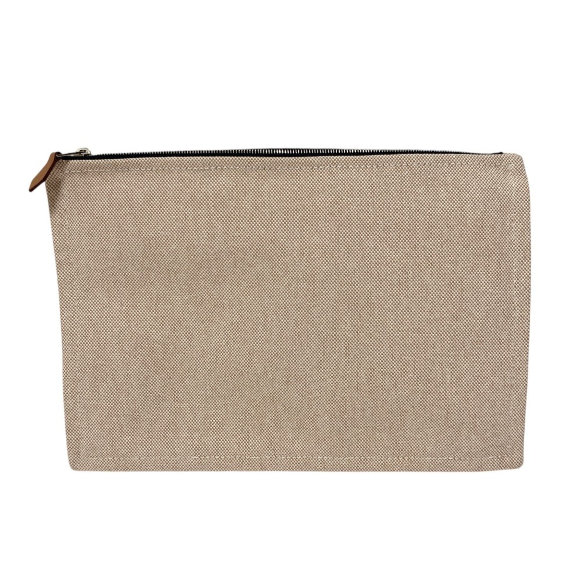 Hermes Beige Canvas Pouch (Pre-Owned)