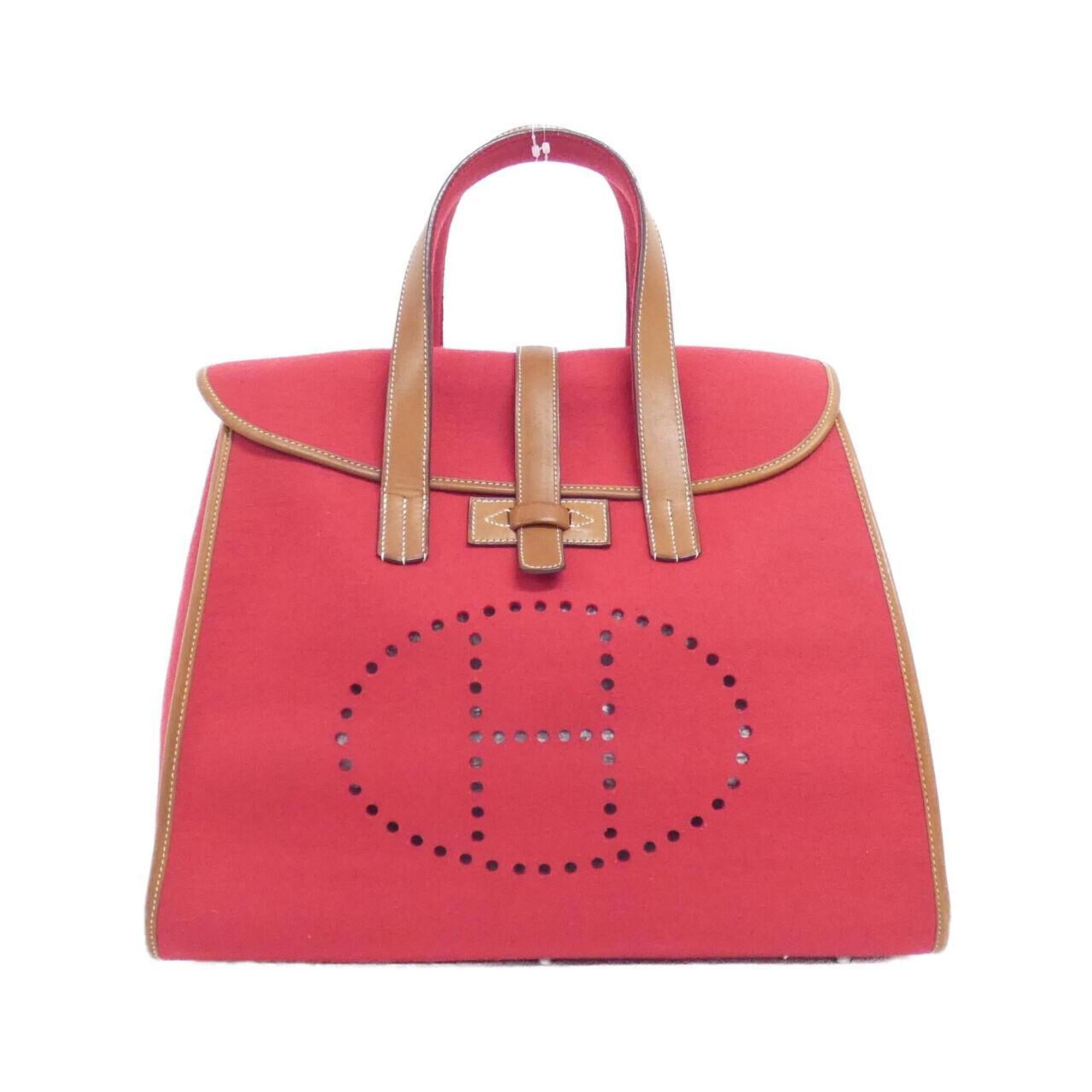 Hermes Fauve Rouge H Felt Barenia Leather Handbag (Pre-Owned)