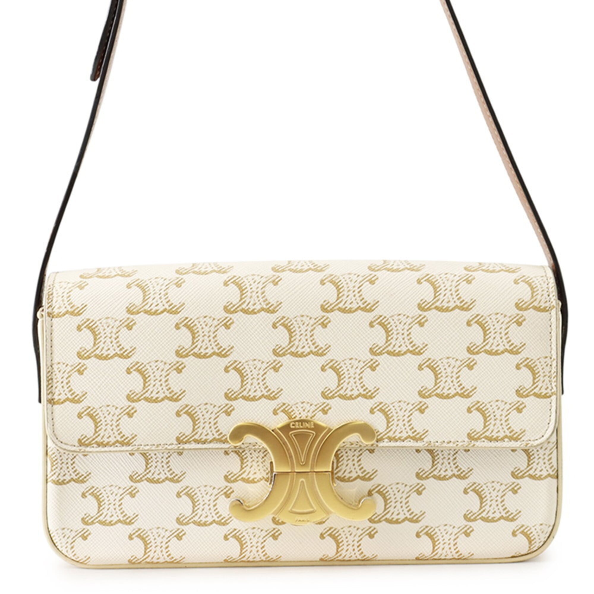 Celine Brown White Pvc Leather Shoulder Bag (Pre-Owned)