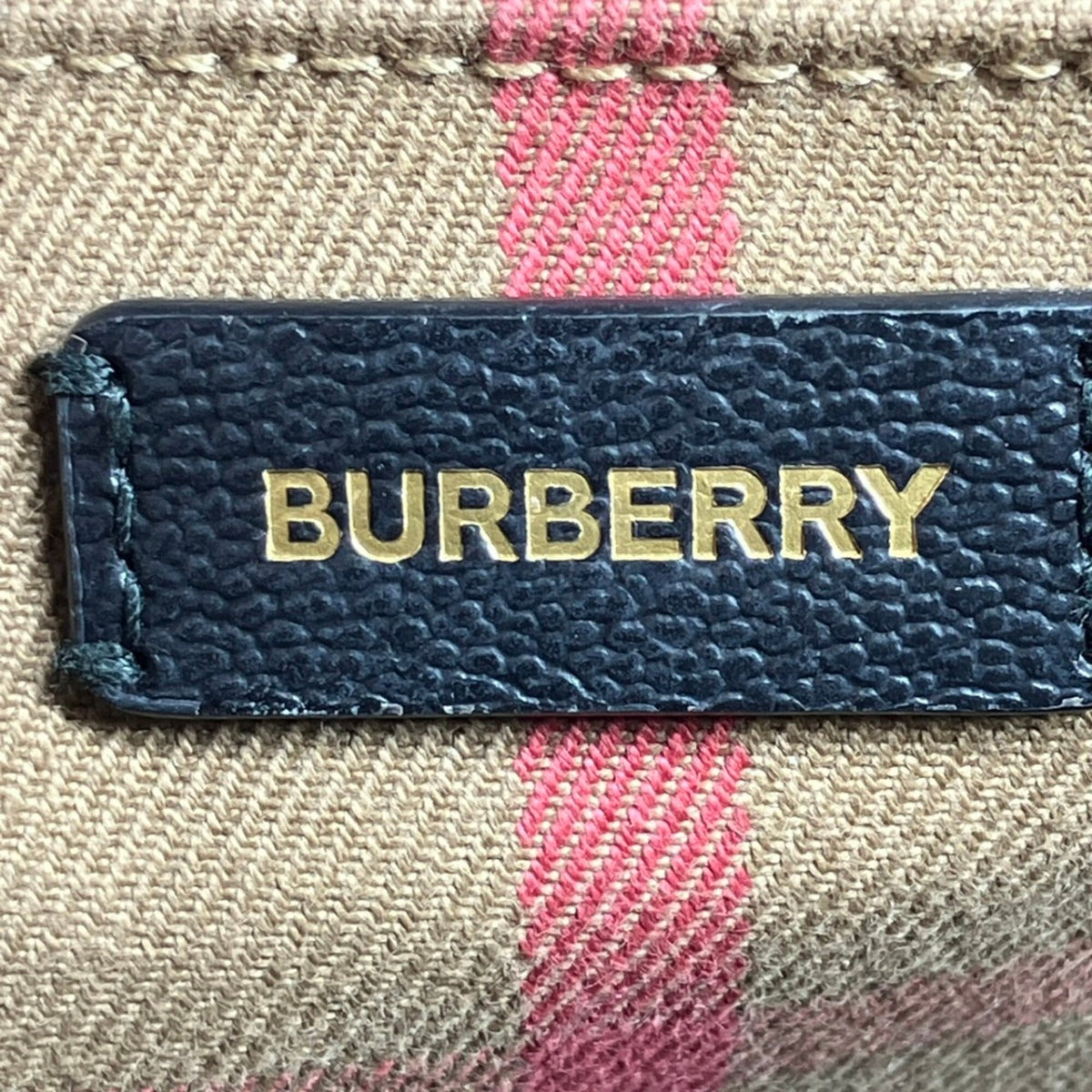 Burberry Navy Leather Canvas Handbag (Pre-Owned)