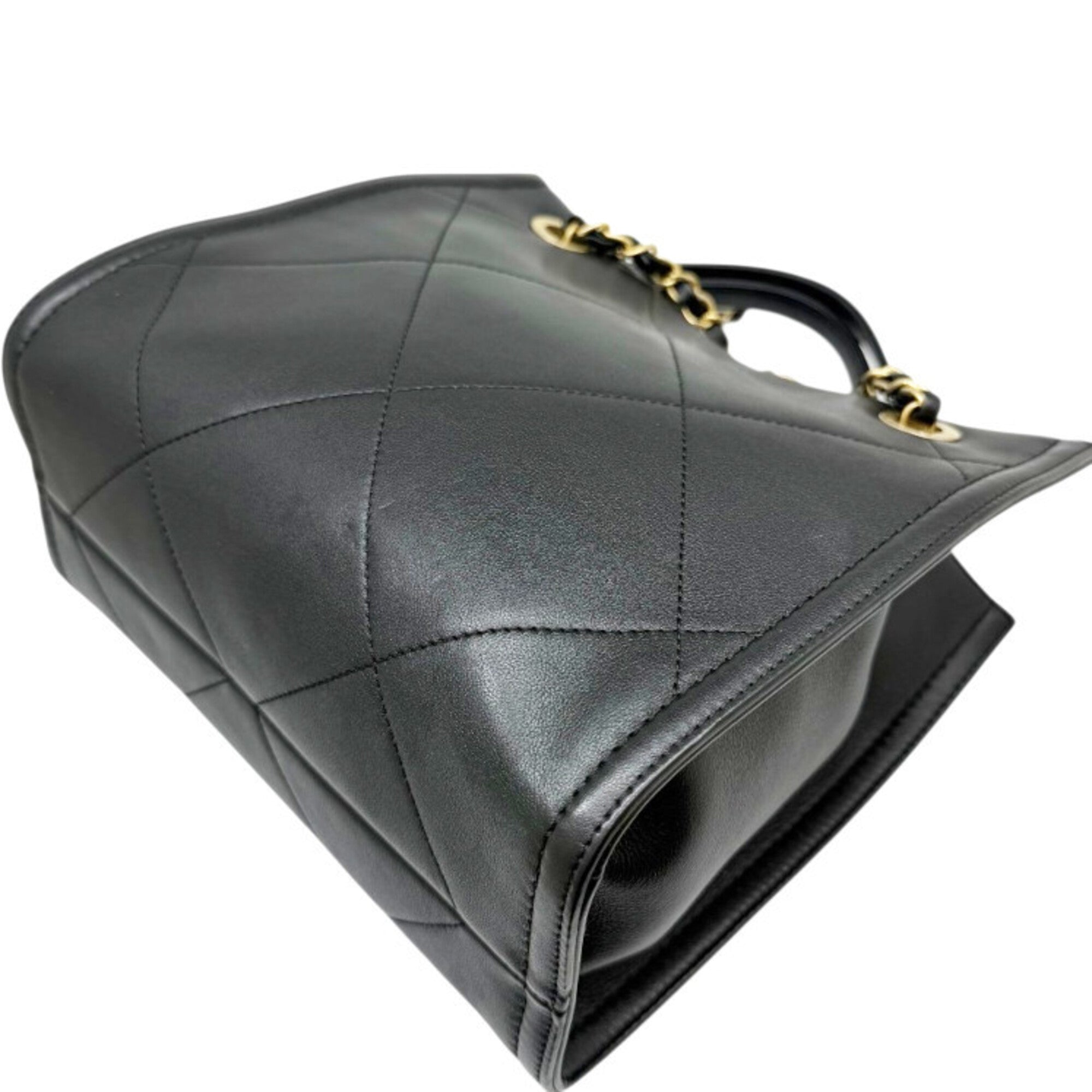 Chanel Black Leather Shoulder Bag Tote Bag (Pre-Owned)