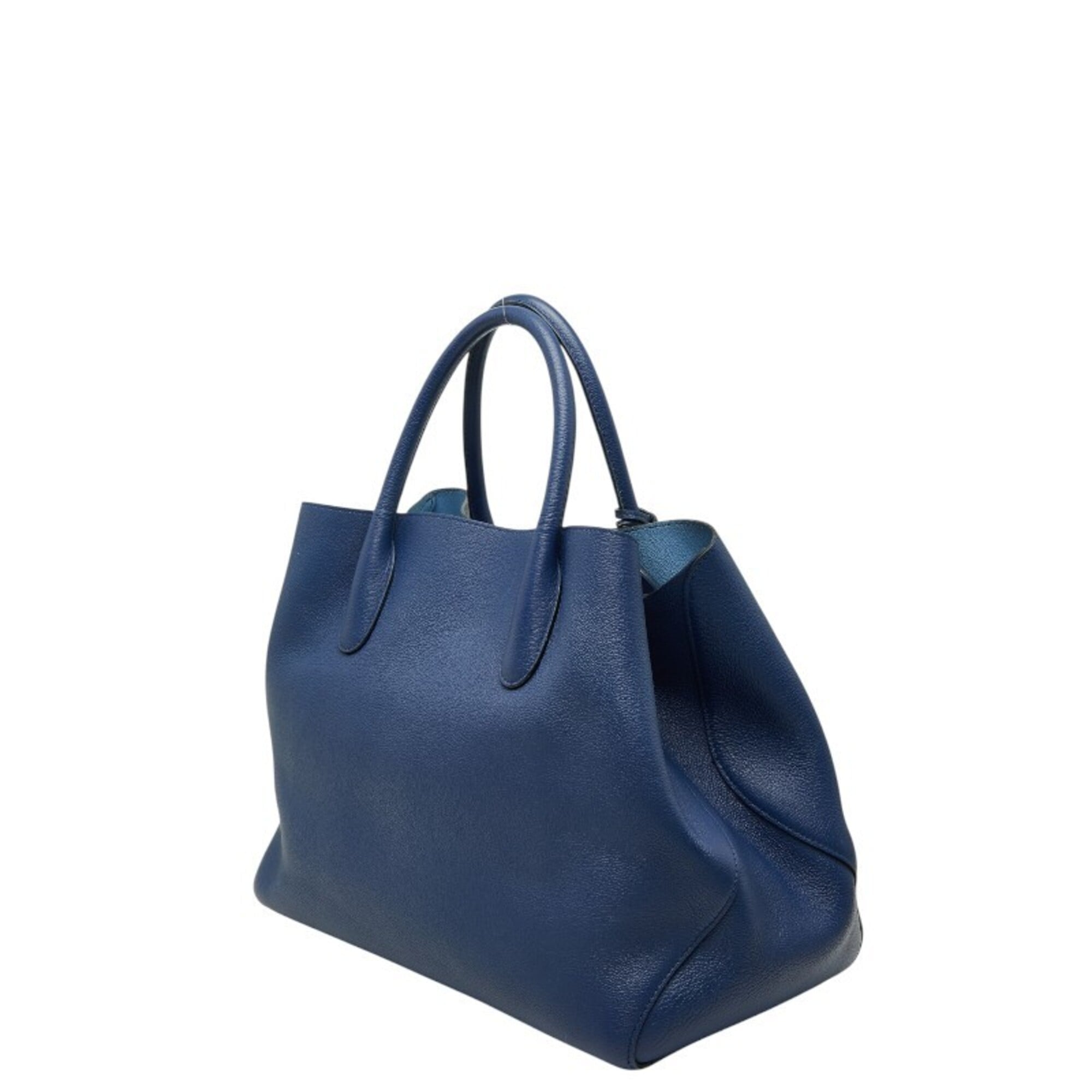 Christian Dior Navy Leather Handbag Tote Bag (Pre-Owned)