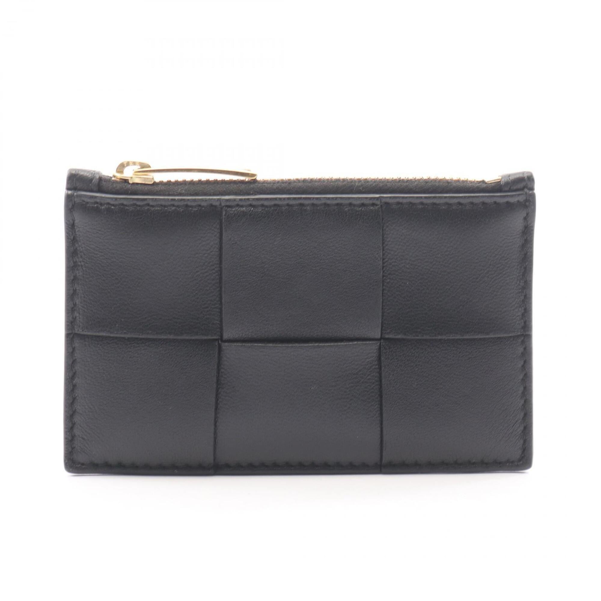 Bottega Veneta Black Leather Coin Purse/Coin Case (Pre-Owned)