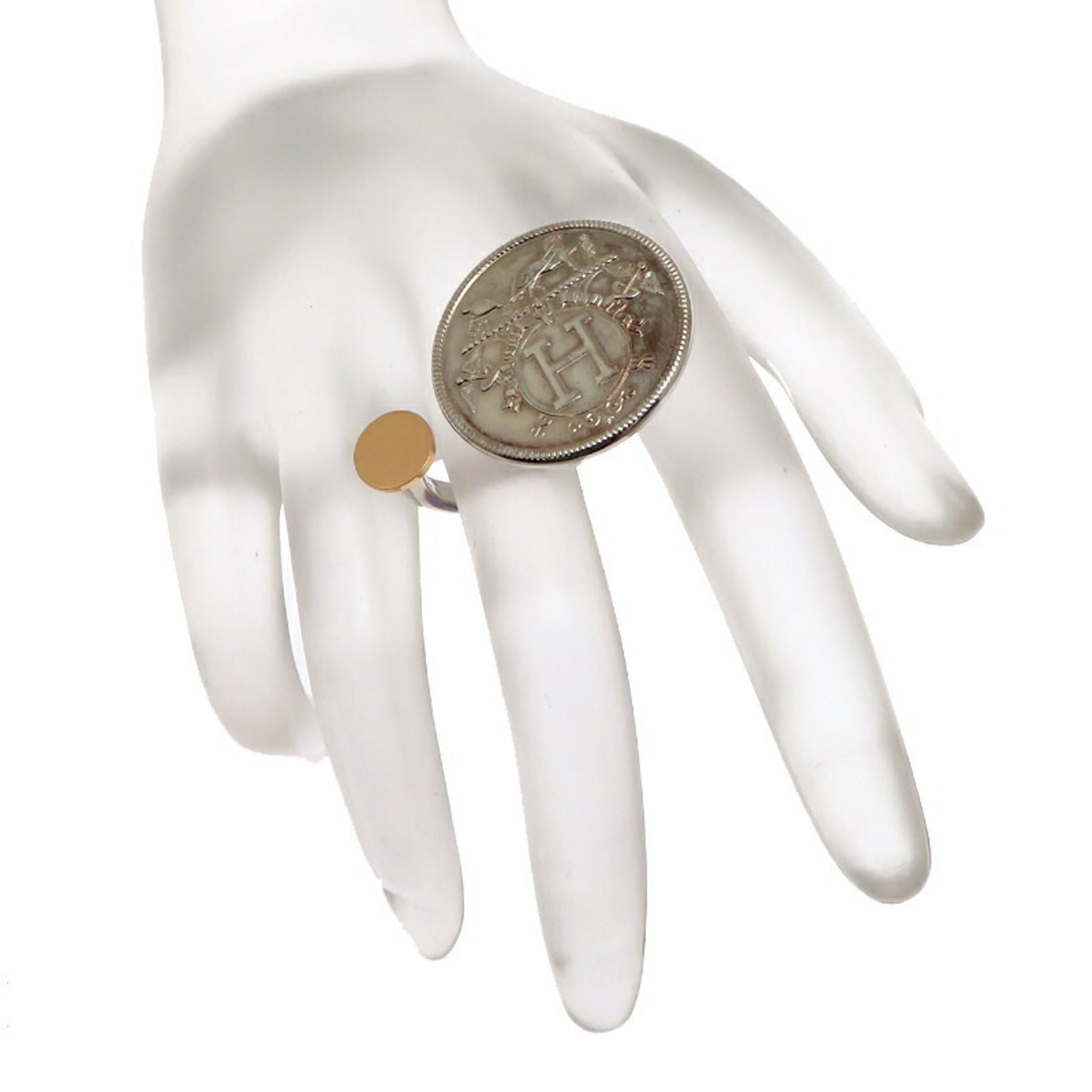 Hermes Silver Pink Gold Band Ring (Pre-Owned)