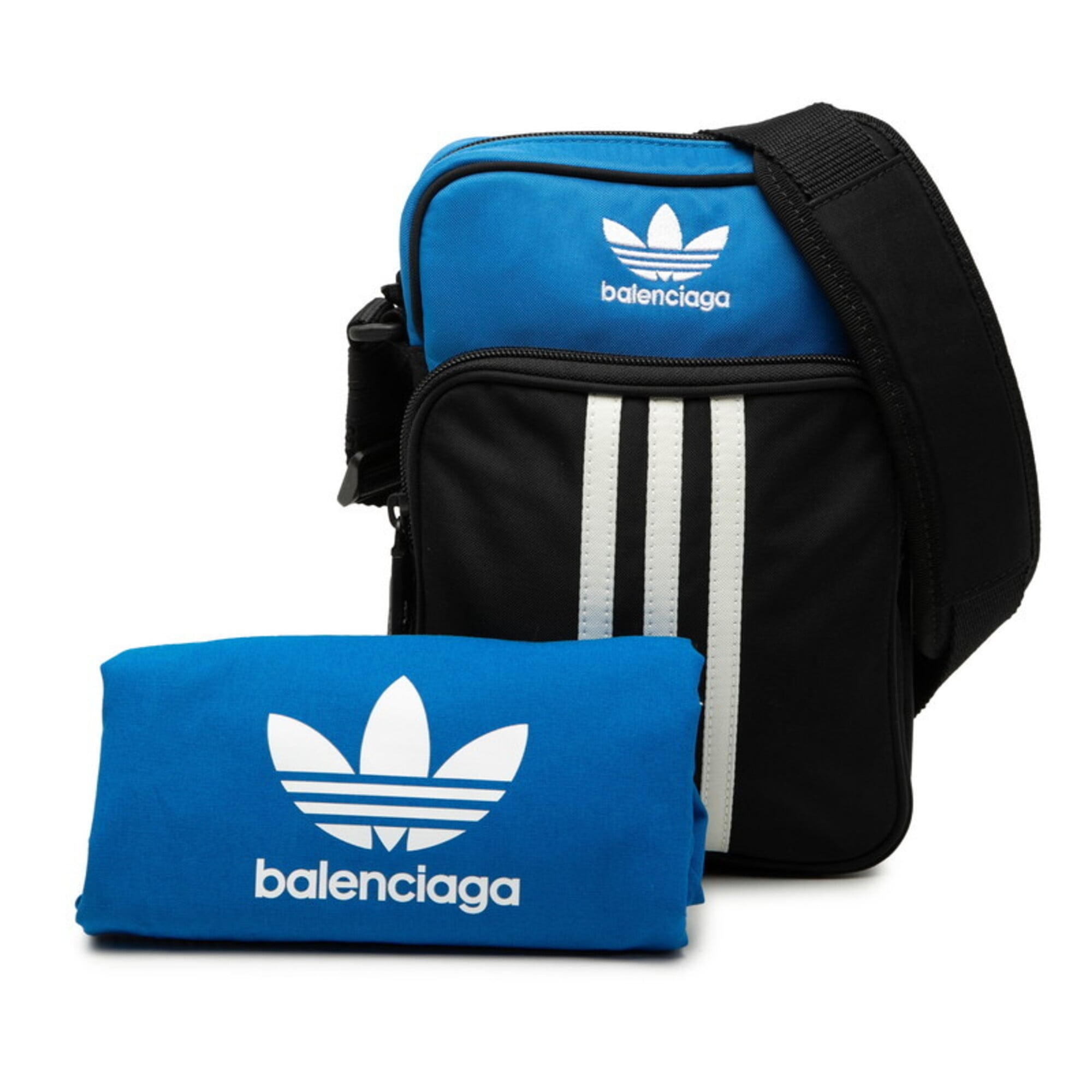 Balenciaga Black Blue Nylon Shoulder Bag (Pre-Owned)