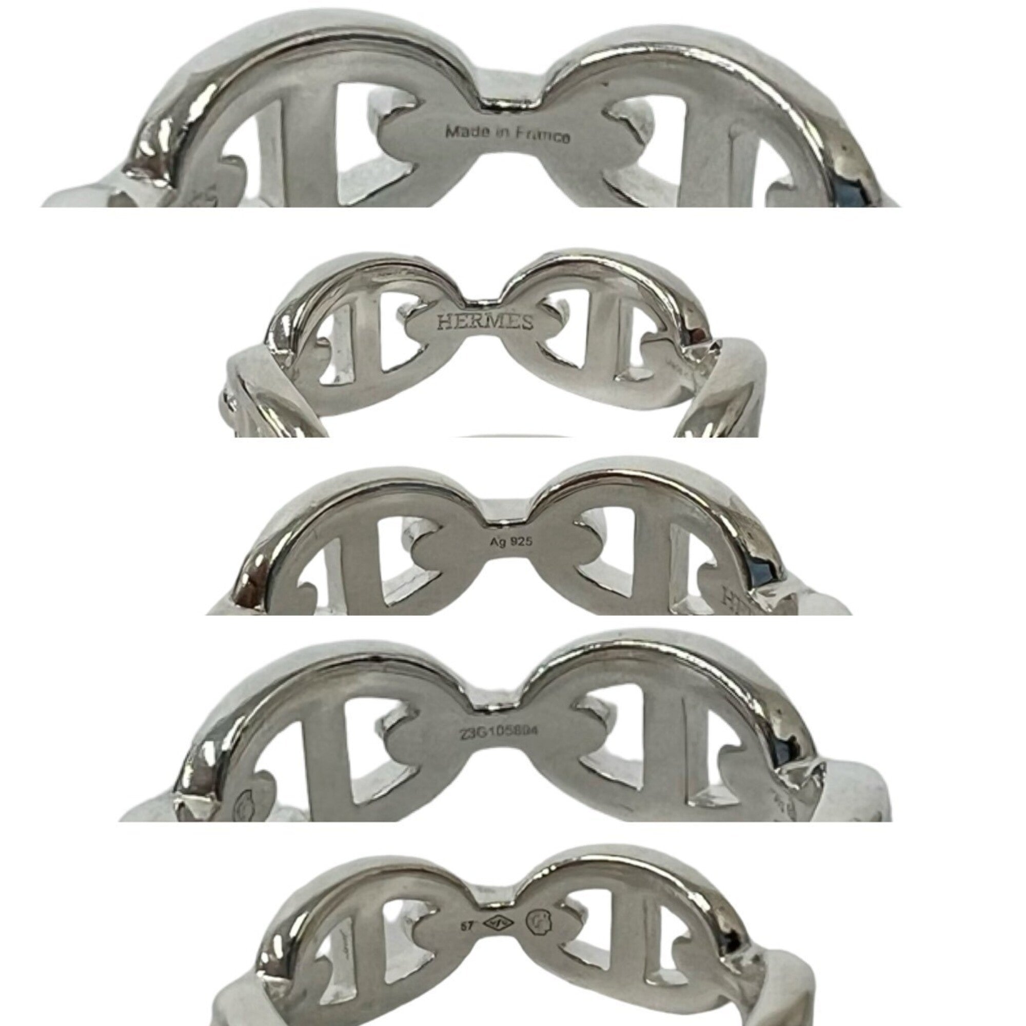 Hermes Silver Silver 925 Band Ring (Pre-Owned)