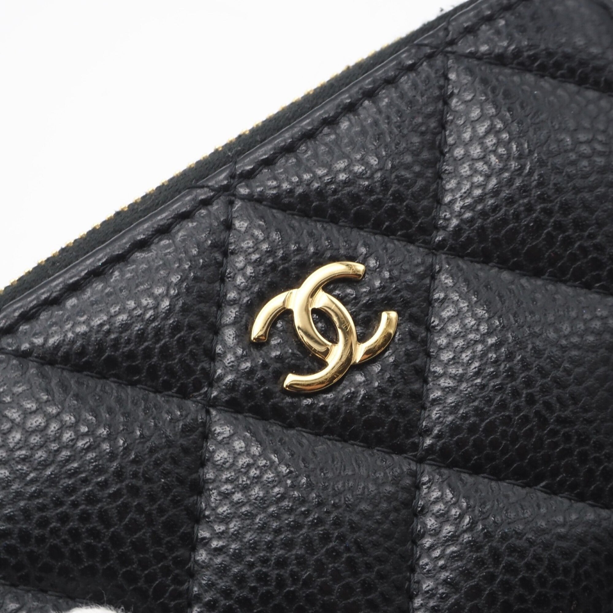 Chanel Black Grained Calfskin Coin Purse/Coin Case (Pre-Owned)