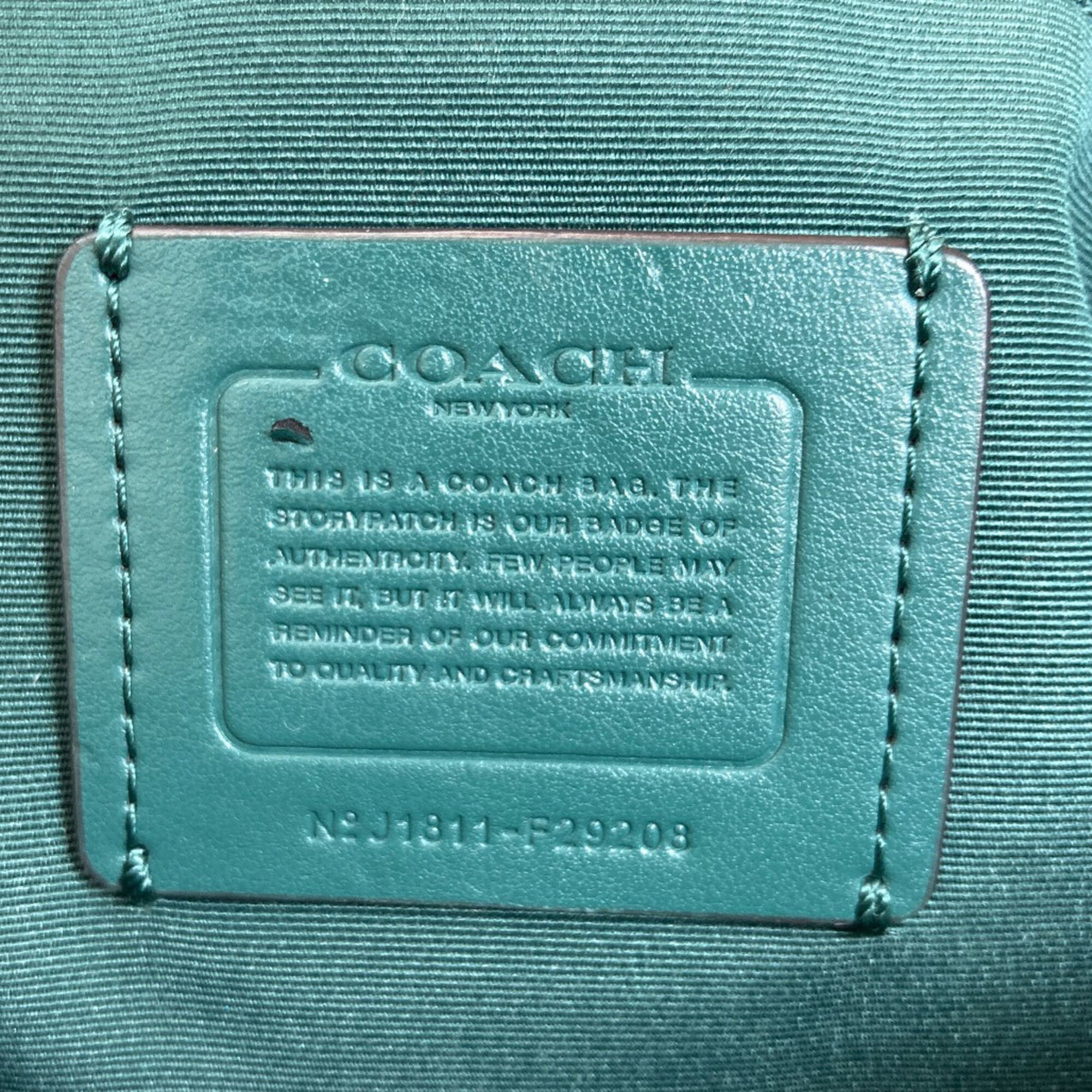 Coach Brown Green Leather Tote Bag (Pre-Owned)