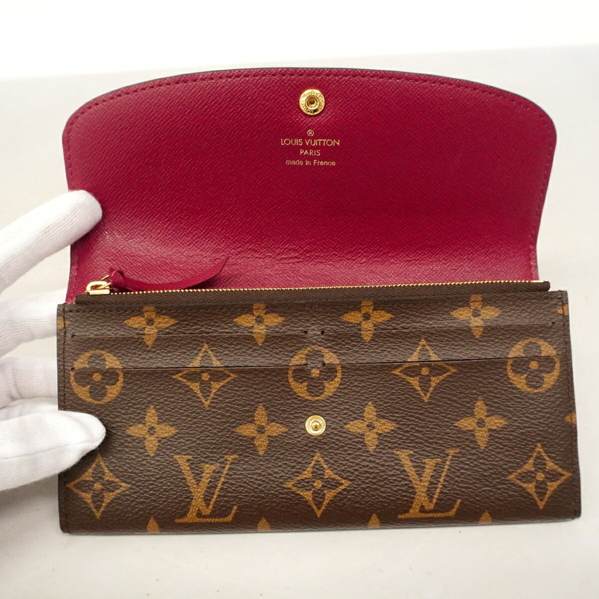 Louis Vuitton Brown Fuchsia Long Wallet (Bi-Fold) (Pre-Owned)