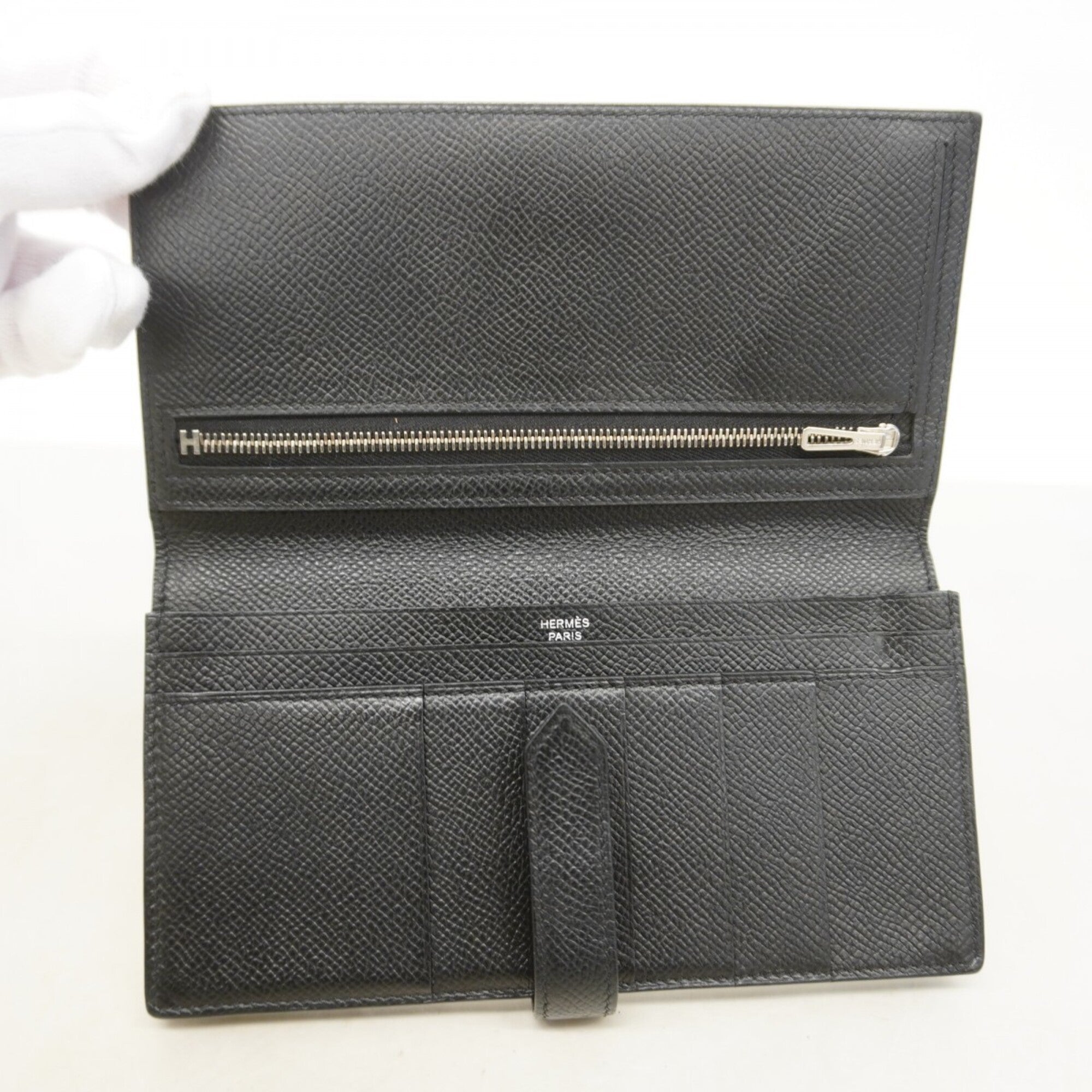 Hermes Black Epsom Leather Long Wallet (Bi-Fold) (Pre-Owned)