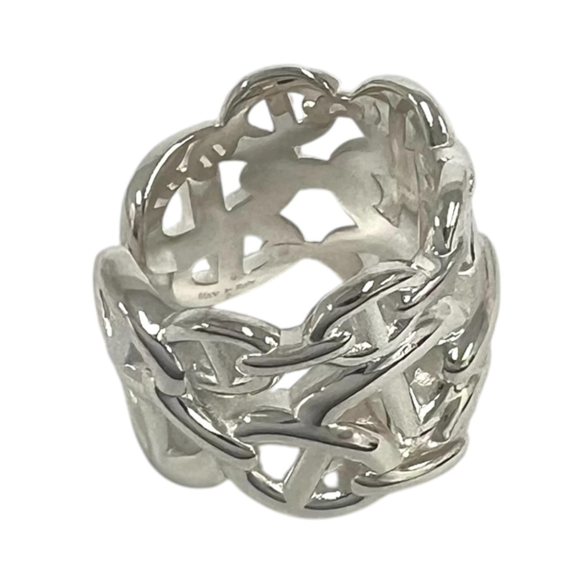 Hermes Silver Silver 925 Band Ring (Pre-Owned)