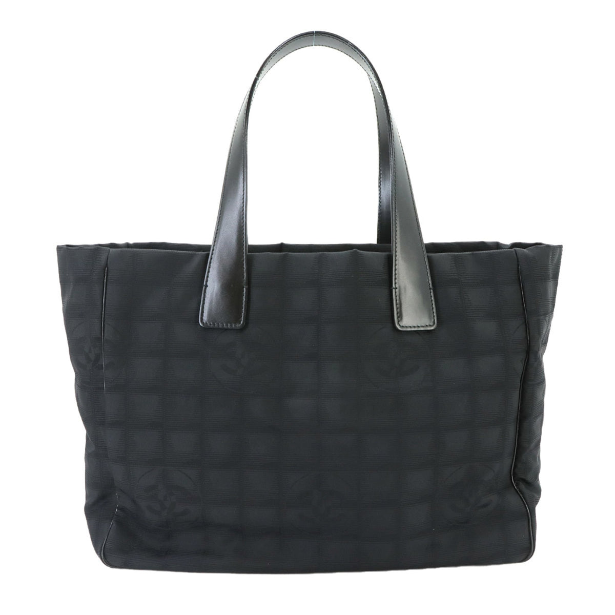 Chanel New Travel Line Black Nylon Jacquard Leather Handbag Tote Bag Weekend Bag (Pre-Owned)