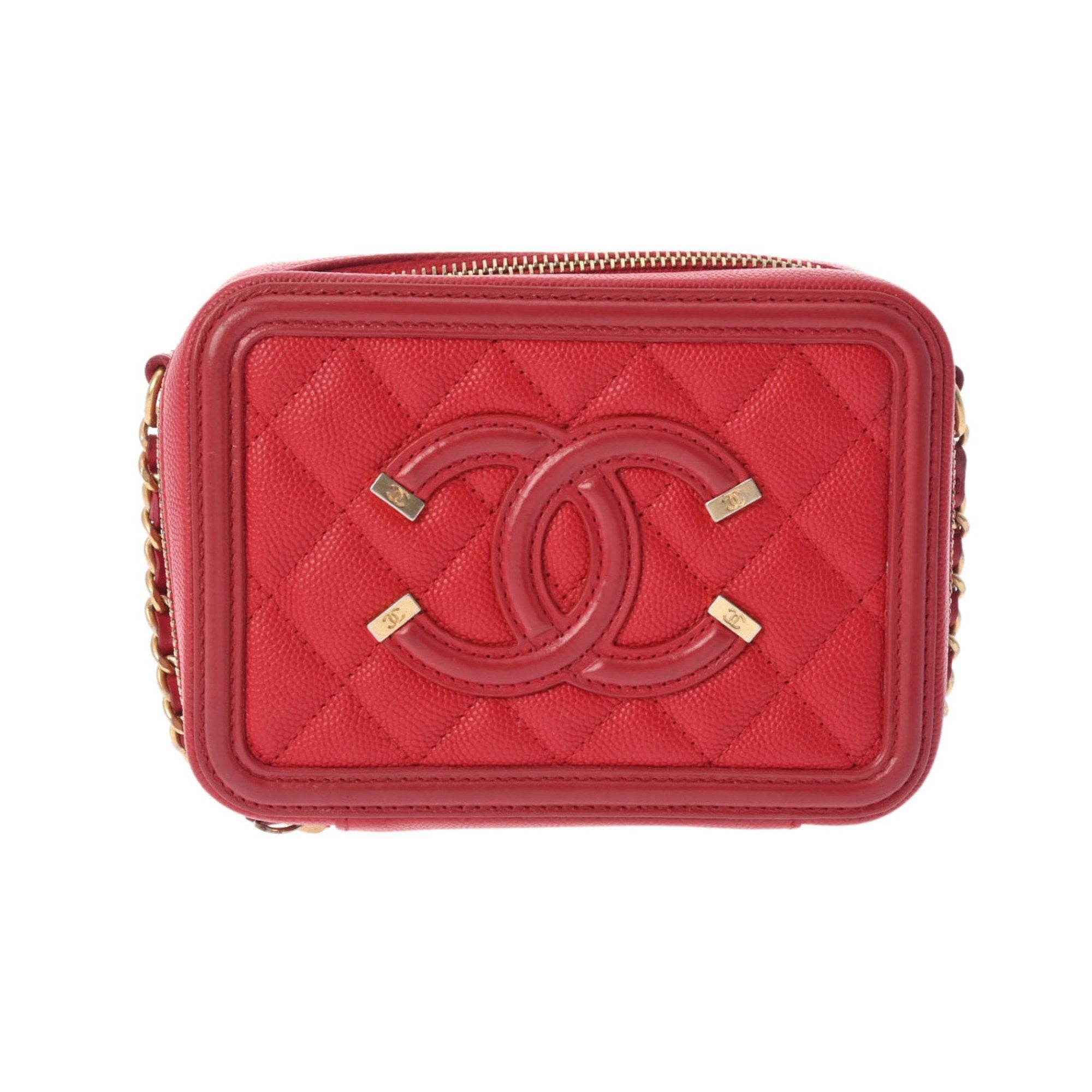 Chanel Caviar Skin Red Color Caviar Leather Shoulder Bag (Pre-Owned)