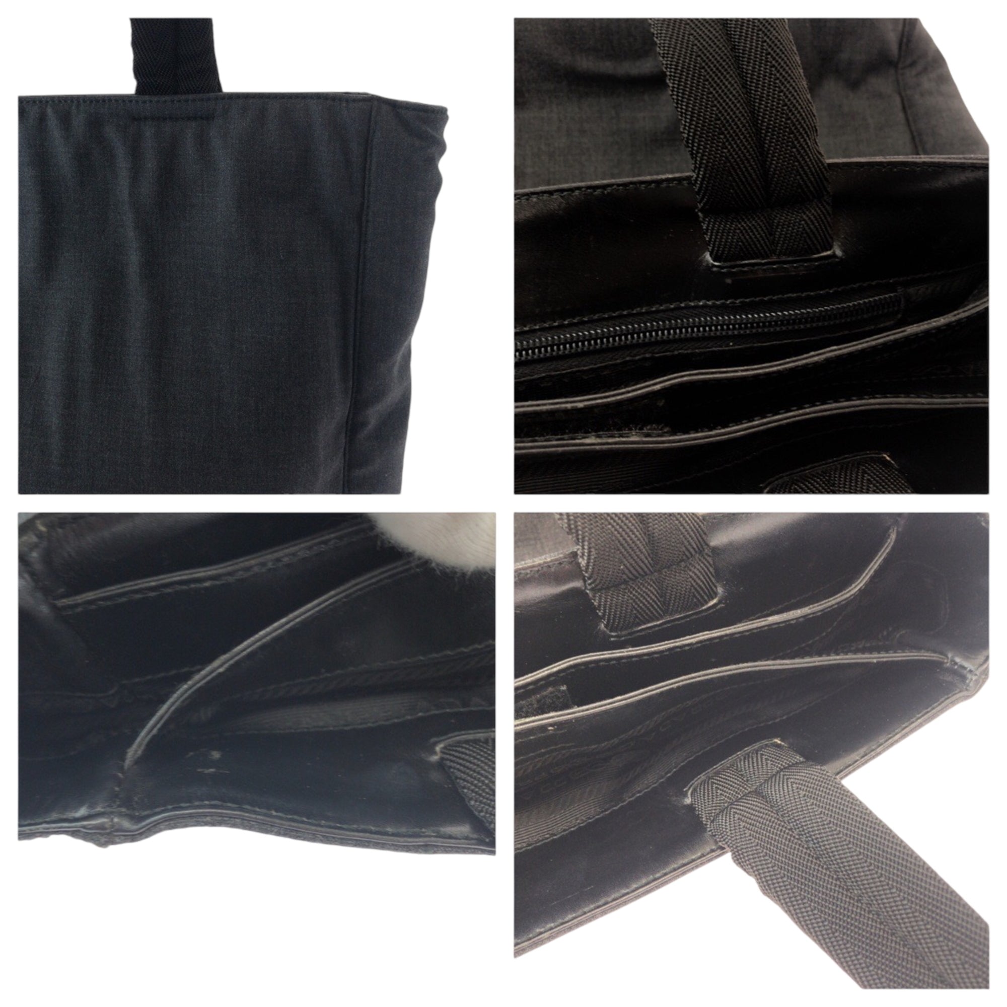 Prada Black Gray Canvas Shoulder Bag Tote Bag (Pre-Owned)