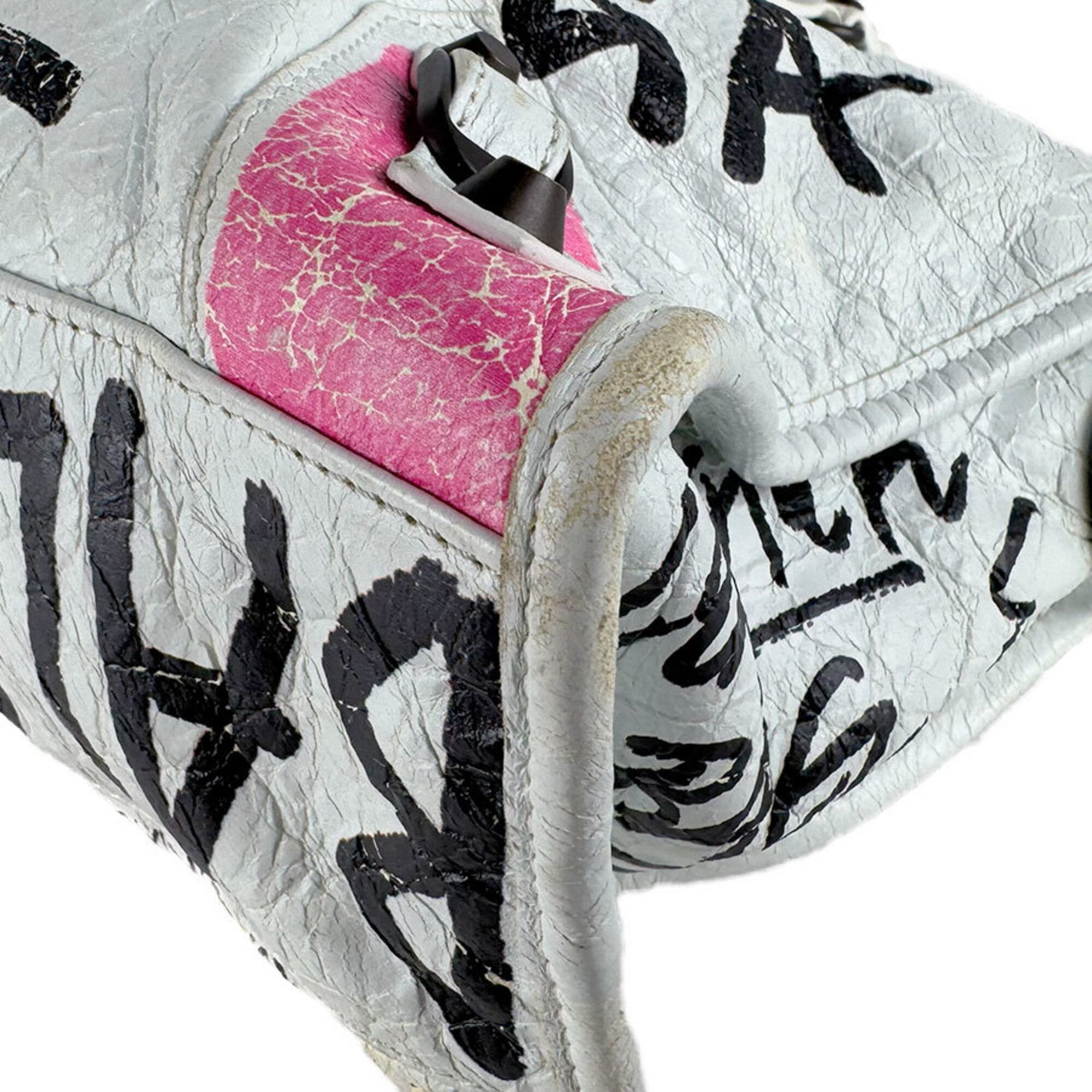 Balenciaga Black Pink White Leather Handbag (Pre-Owned)