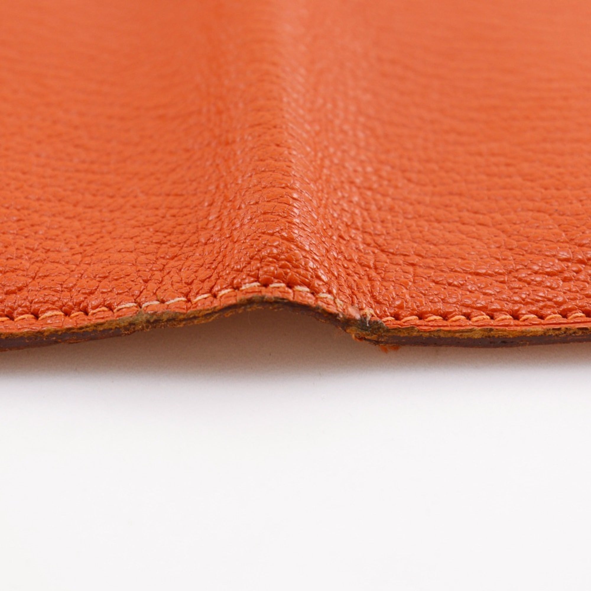 Hermes Orange Chevre Leather Long Wallet (Bi-Fold) (Pre-Owned)