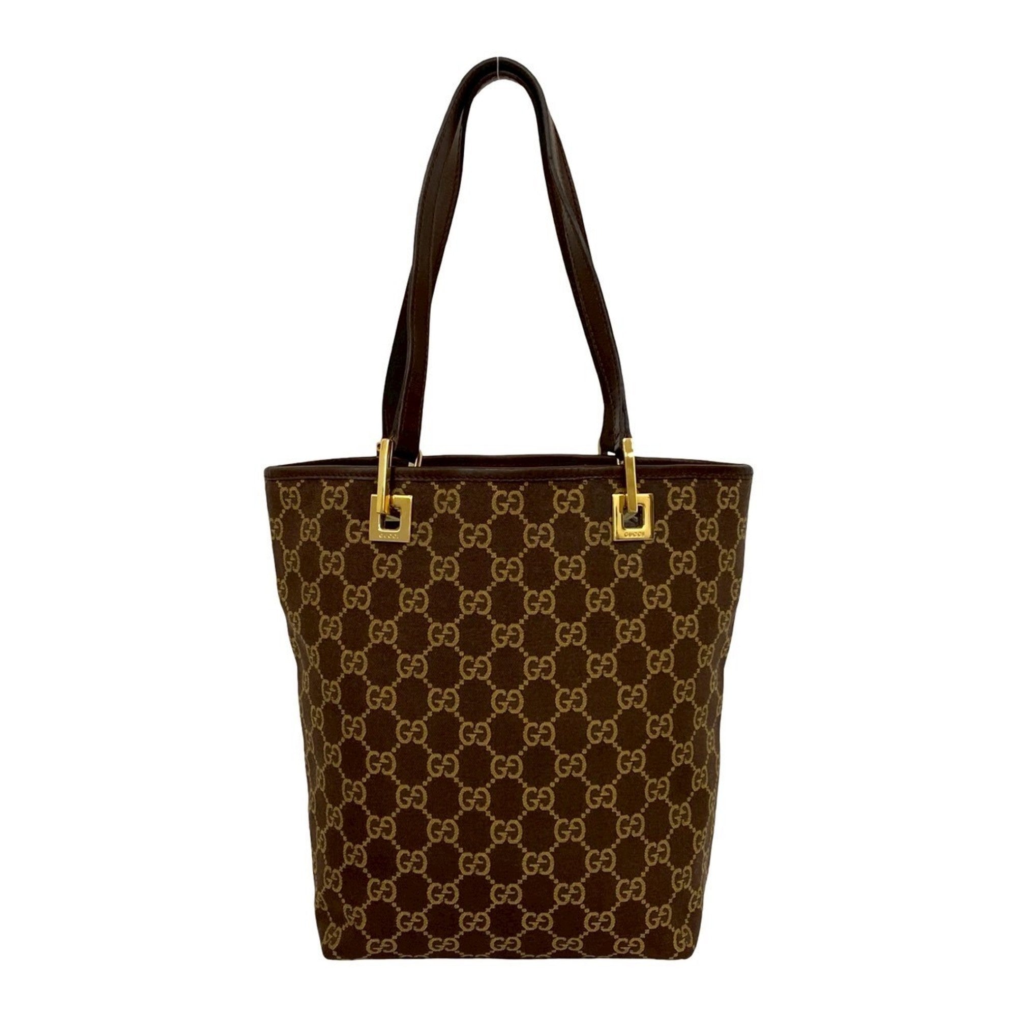 Gucci Brown Canvas Leather Handbag Shoulder Bag Tote Bag (Pre-Owned)